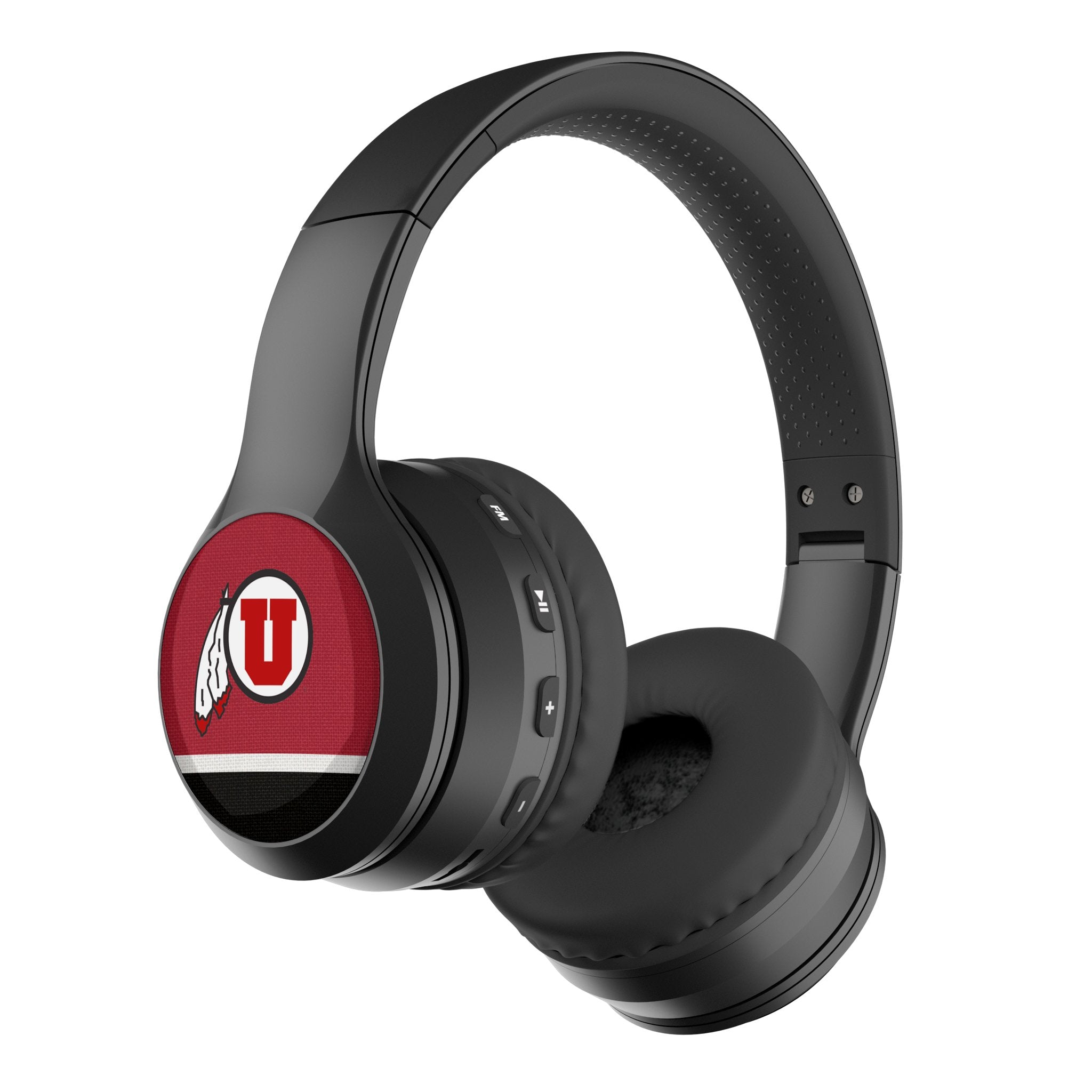 University of Utah Utes Stripe Wireless Over-Ear BT Headphones With Case 1
