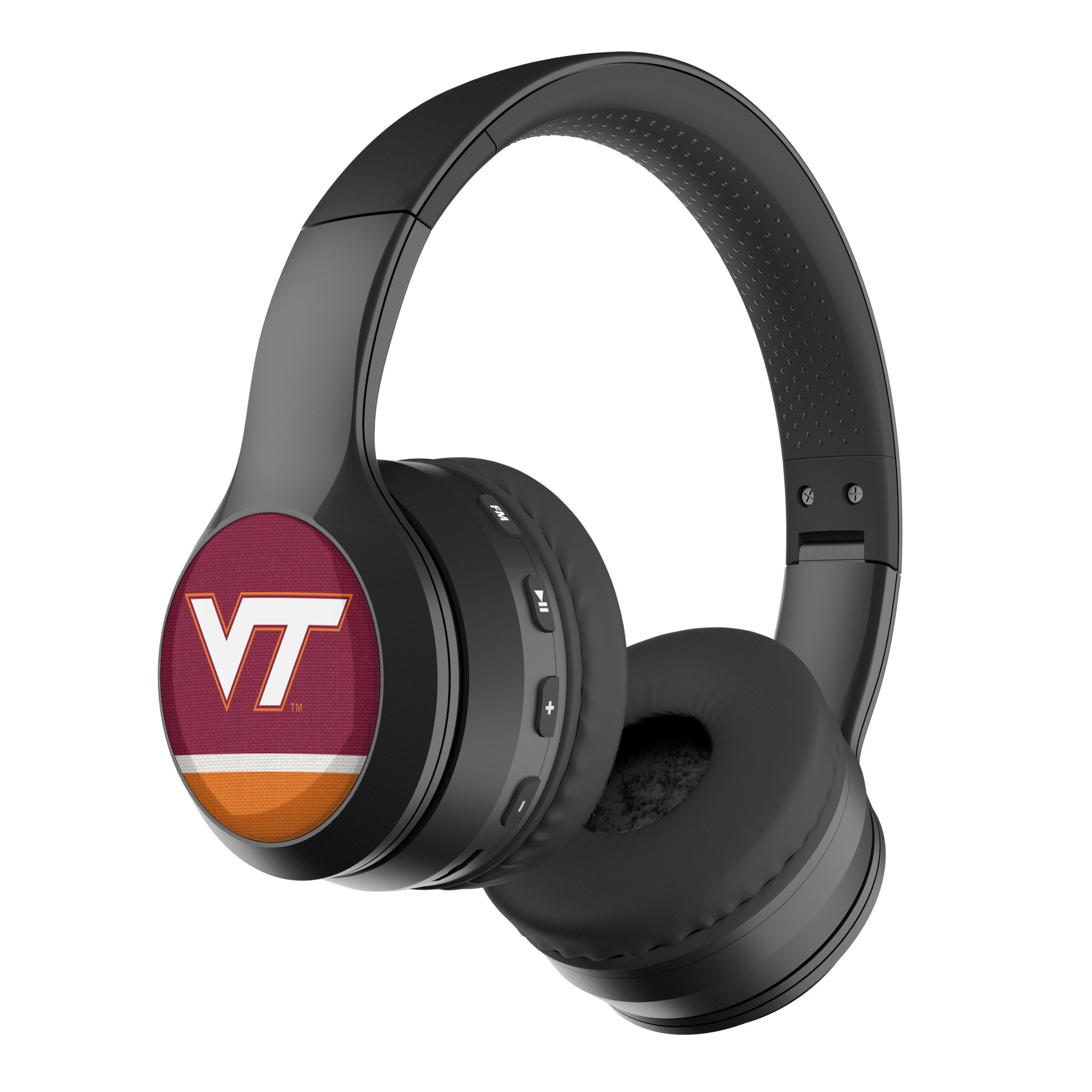 Virginia Tech Hokies Stripe Wireless Over-Ear BT Headphones With Case 1