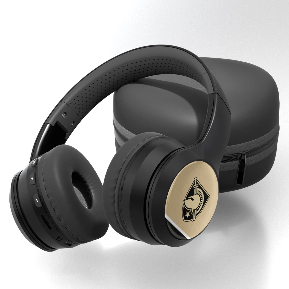 United States Military Academy Black Knights Stripe Wireless Over-Ear BT Headphones With Case 1
