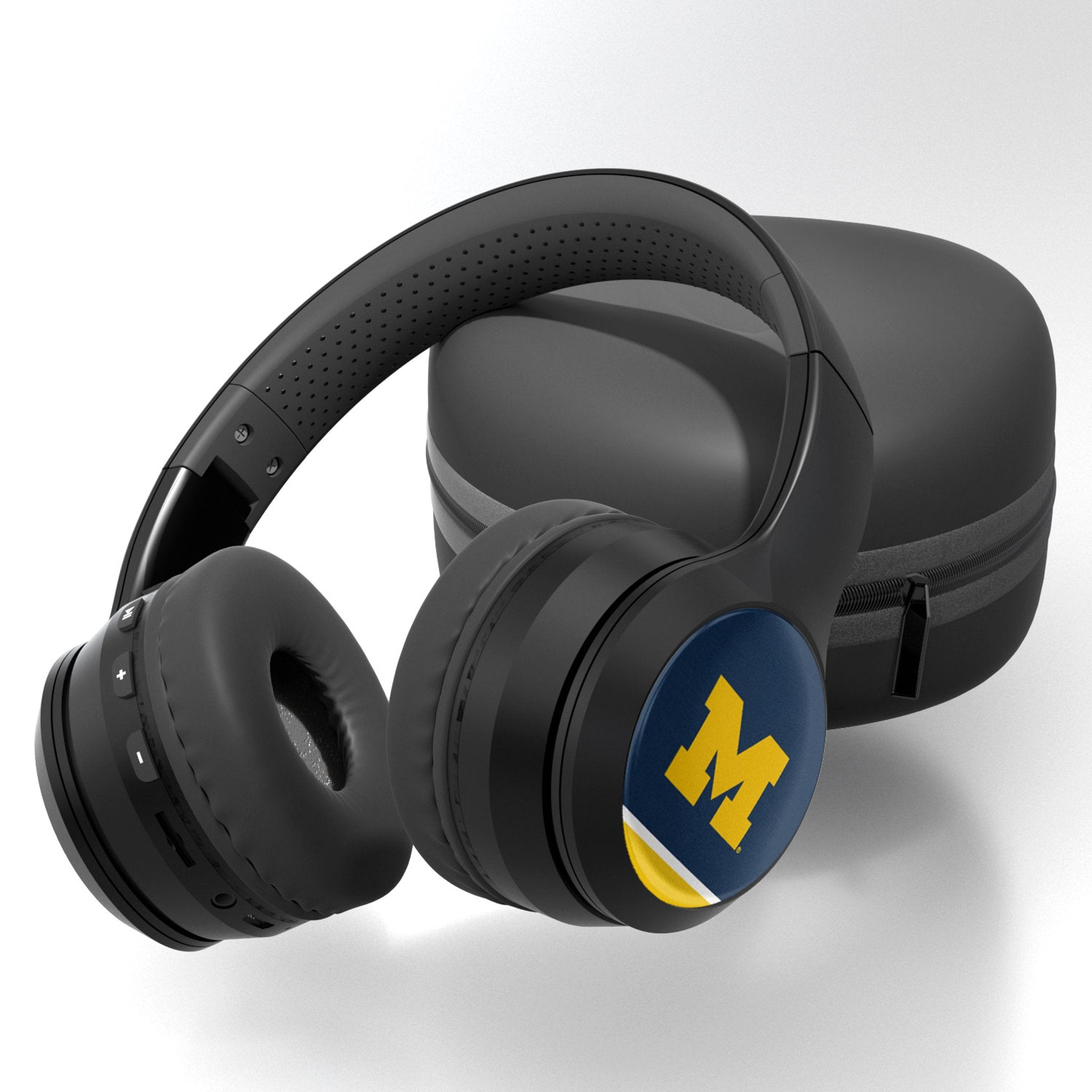 University of Michigan Wolverines Stripe Wireless Over-Ear BT Headphones With Case 1