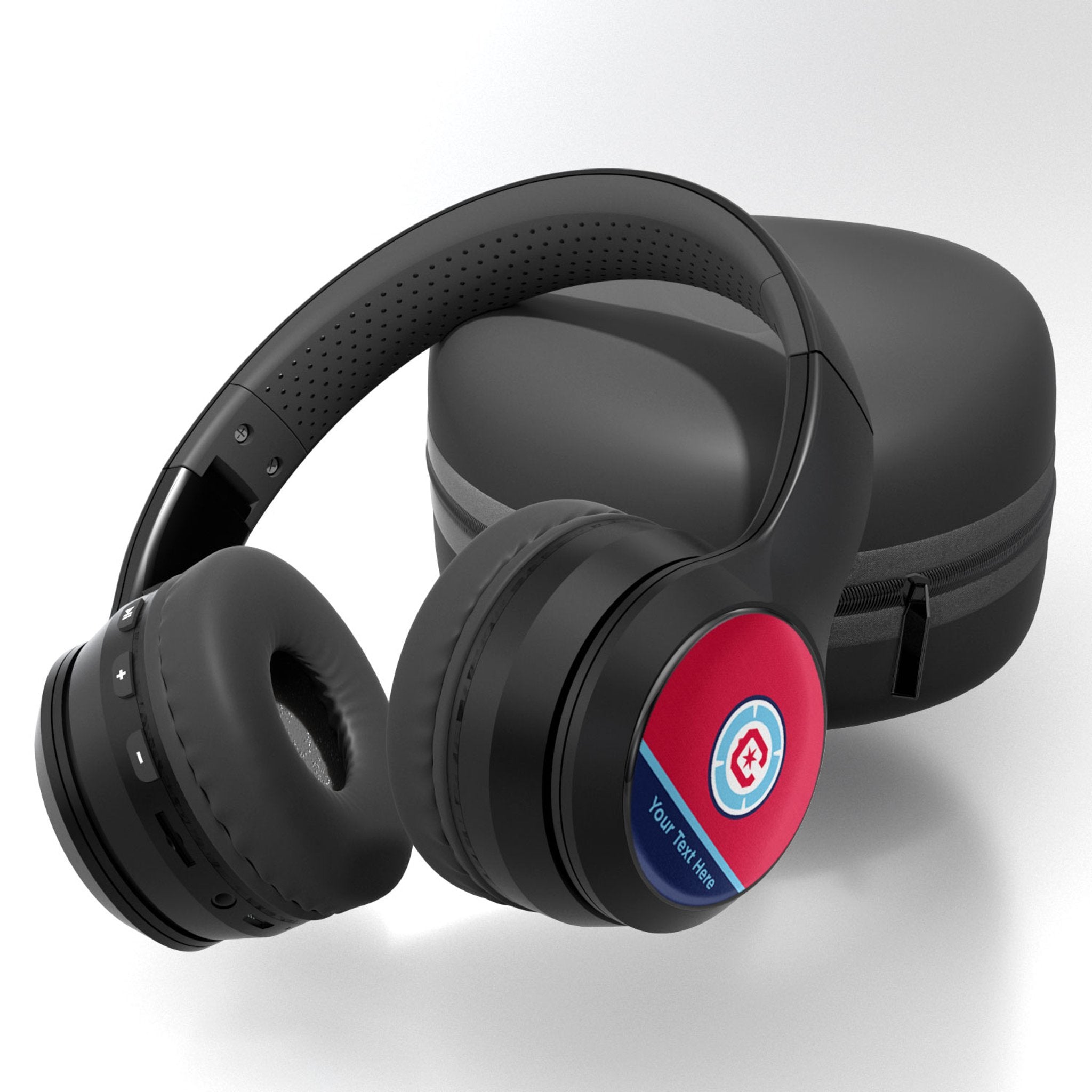 Chicago Fire Personalized Endzone Solid Wireless Over-Ear BT Headphones With Case