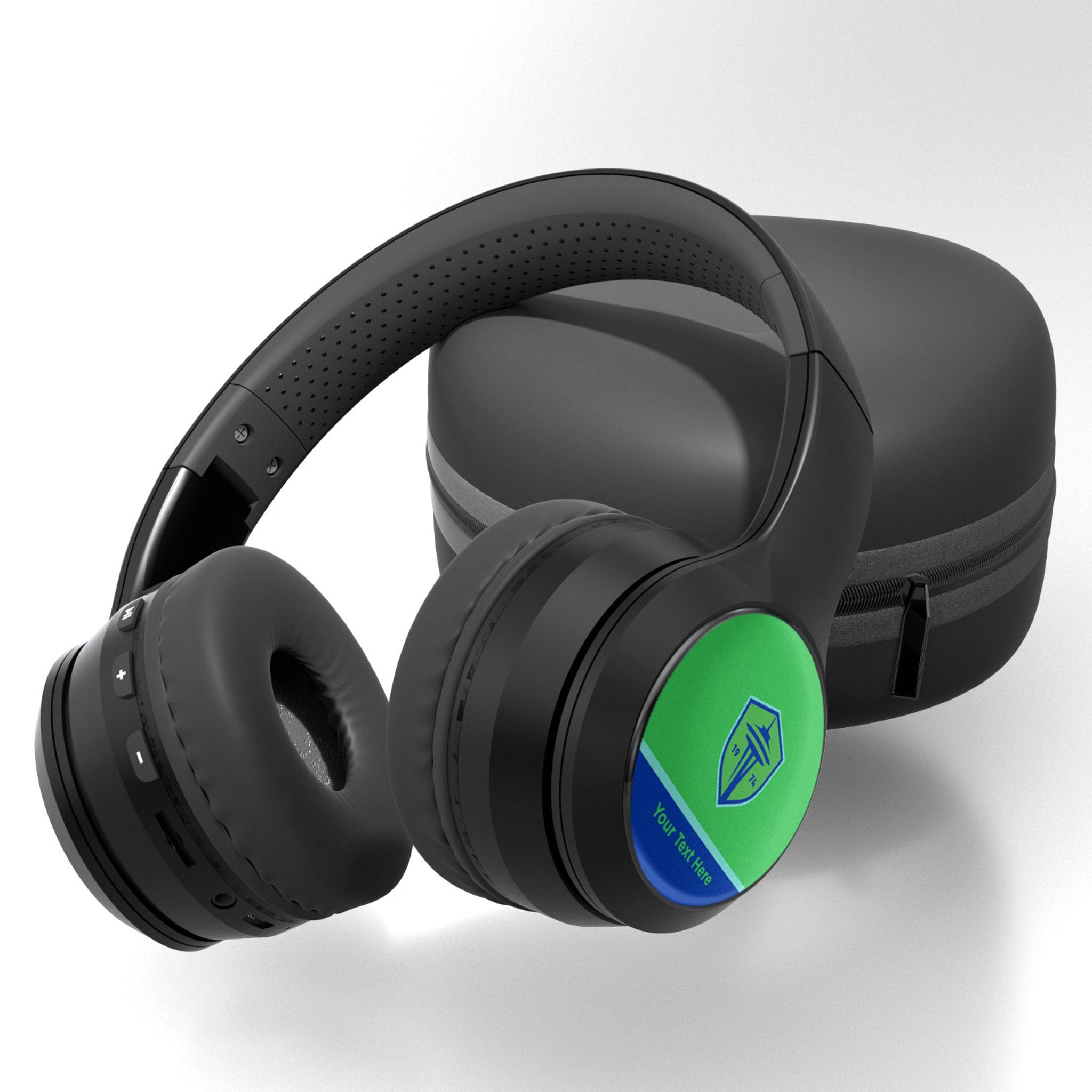 Seattle Sounders FC Personalized Endzone Solid Wireless Over-Ear BT Headphones With Case 1