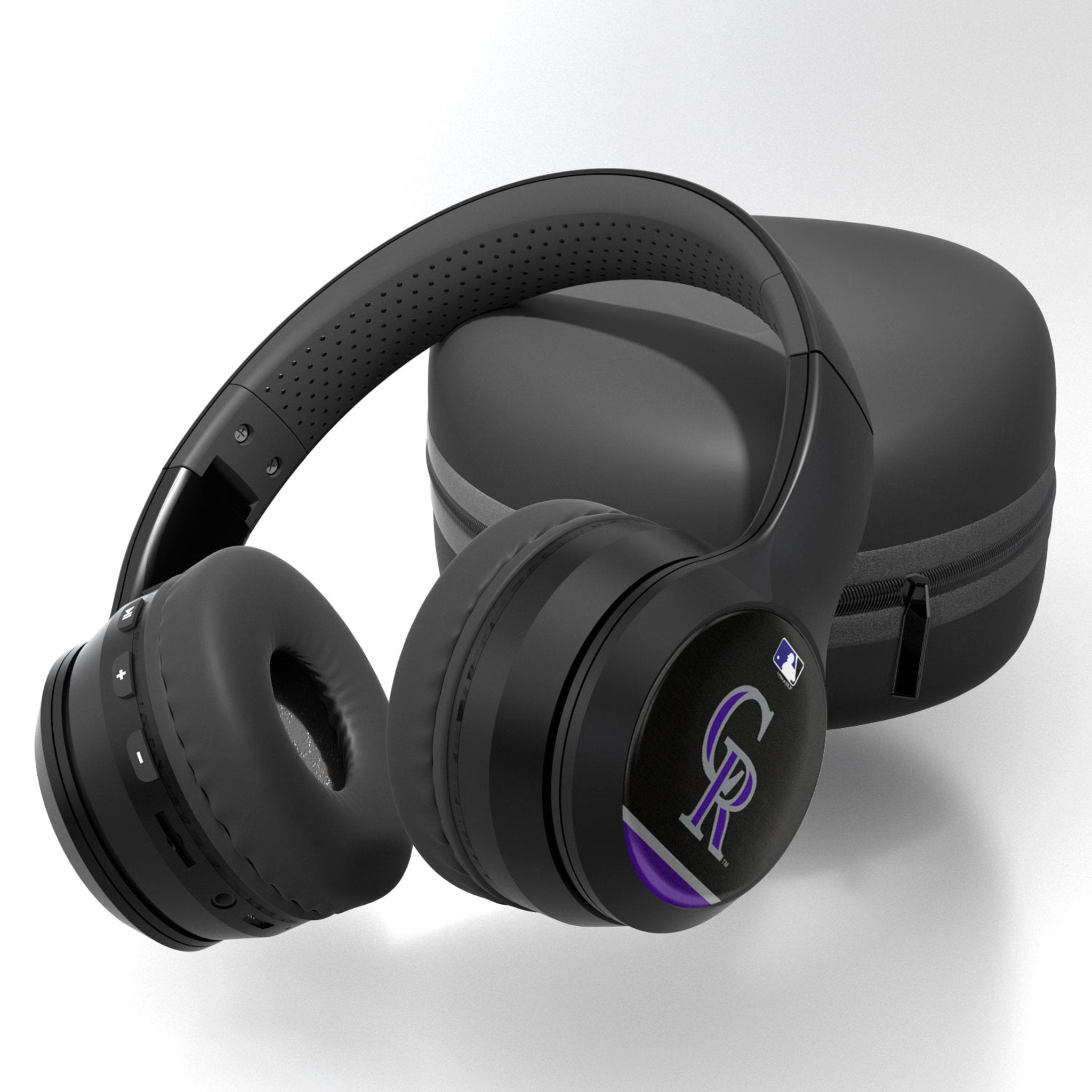 Colorado Rockies Stripe Wireless Over-Ear BT Headphones With Case 1