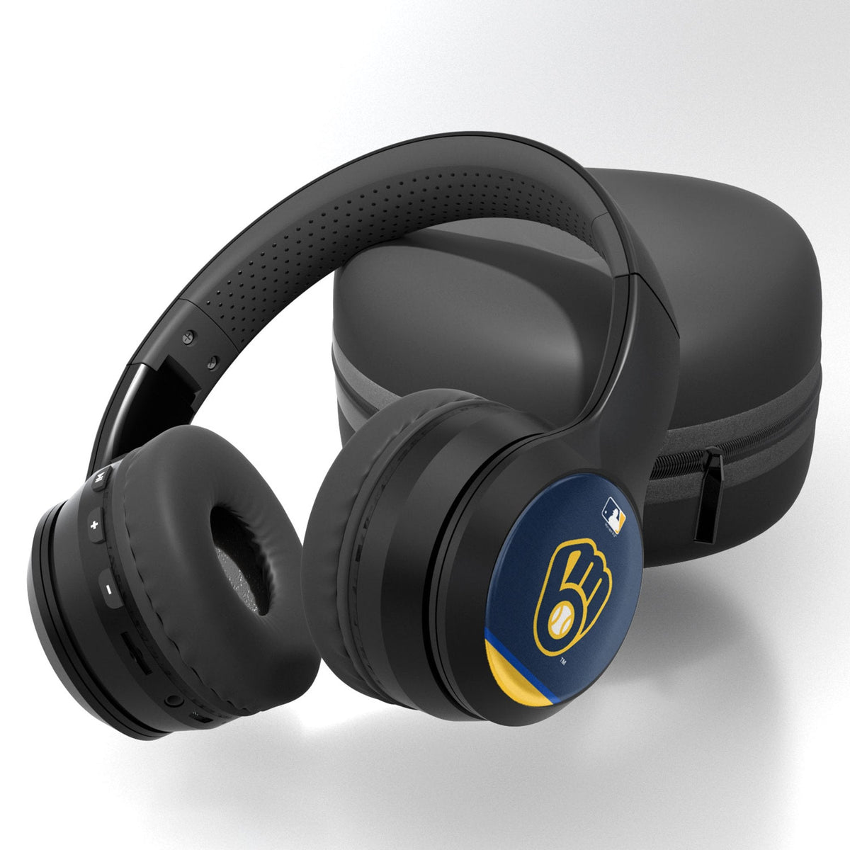 Milwaukee Brewers Stripe Wireless Over-Ear BT Headphones With Case 1