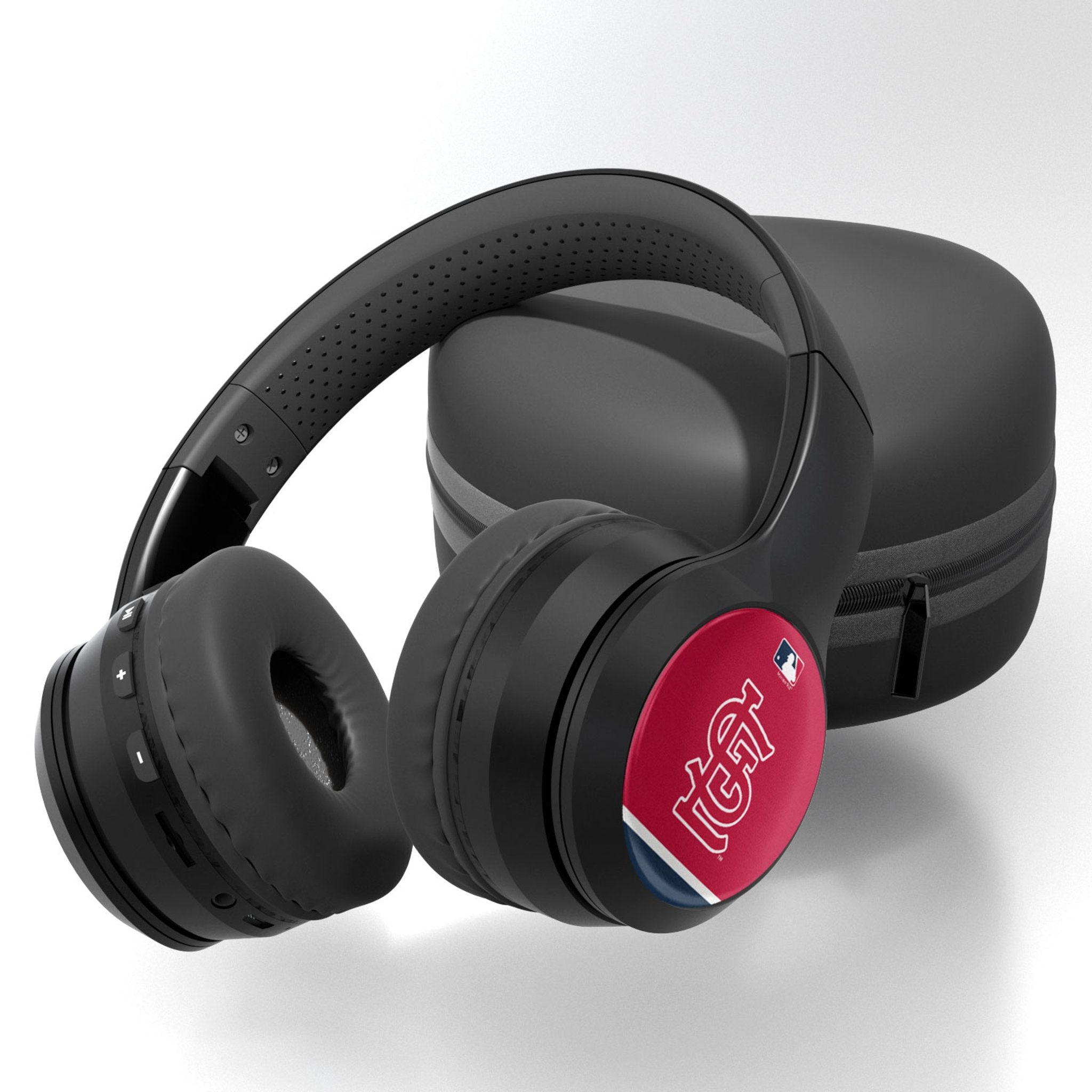 St Louis Cardinals Stripe Wireless Over-Ear BT Headphones With Case 1