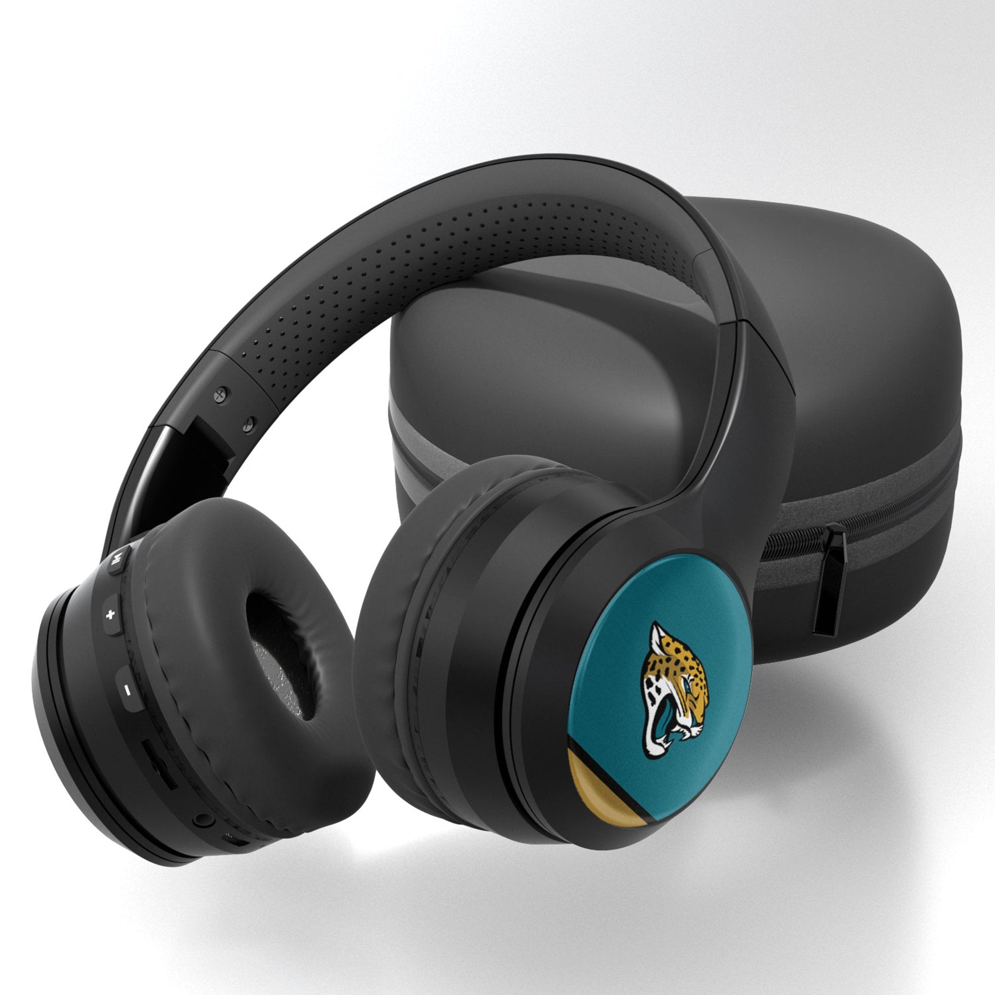 Jacksonville Jaguars Stripe Wireless Over-Ear BT Headphones With Case 1