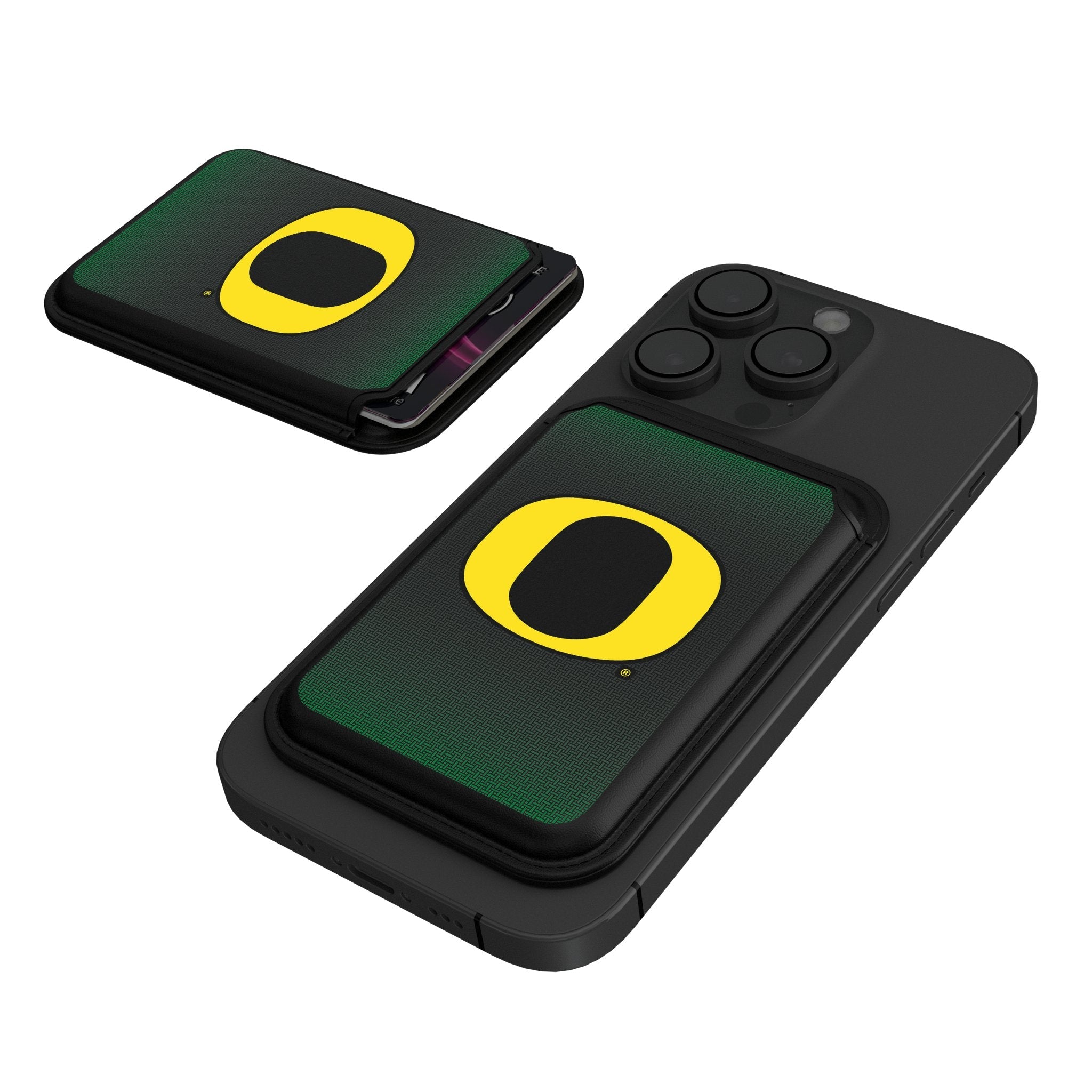 University of Oregon Ducks Linen Black Magnetic Credit Card Wallet 1