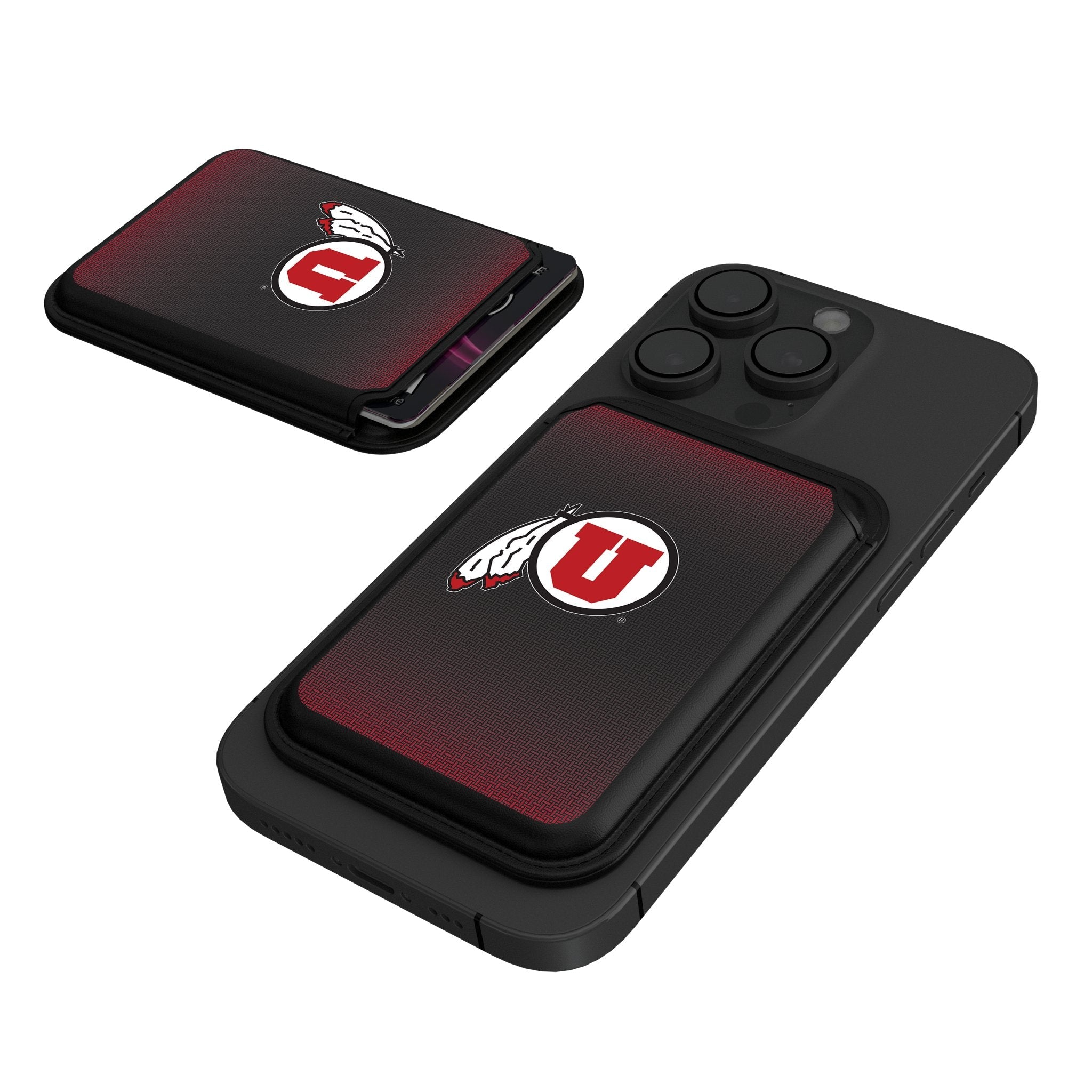 University of Utah Utes Linen Black Magnetic Credit Card Wallet 1