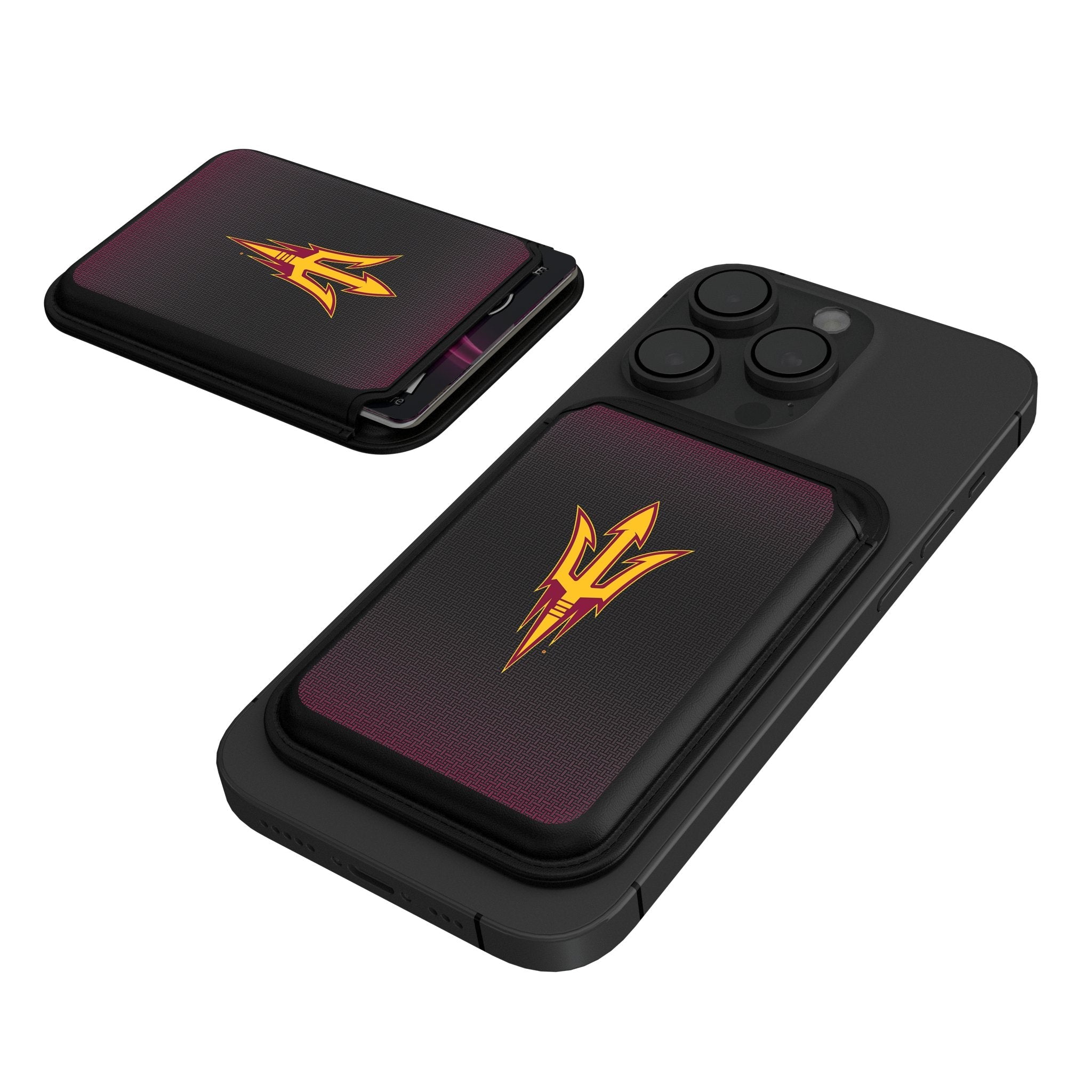 Arizona State University Sun Devils Linen Black Magnetic Credit Card Wallet