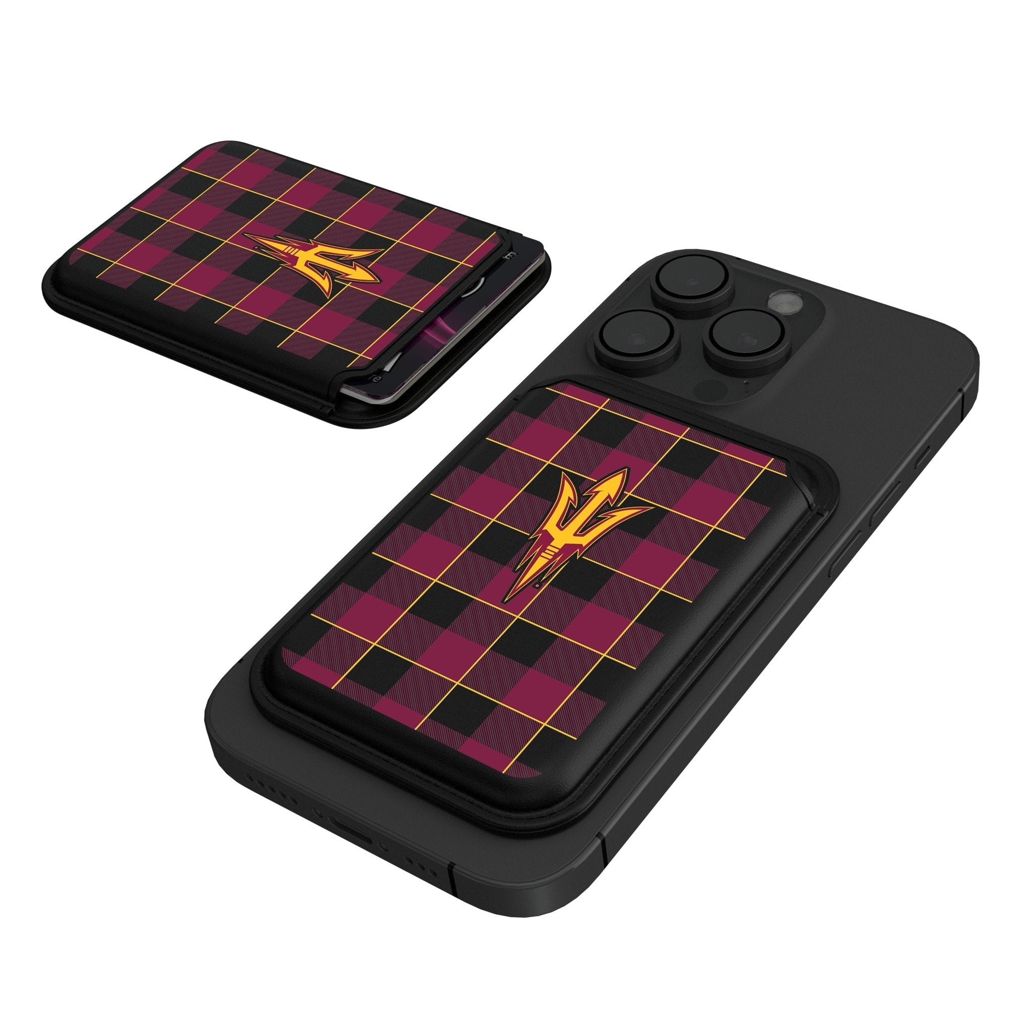 Arizona State University Sun Devils Plaid Black Magnetic Credit Card Wallet