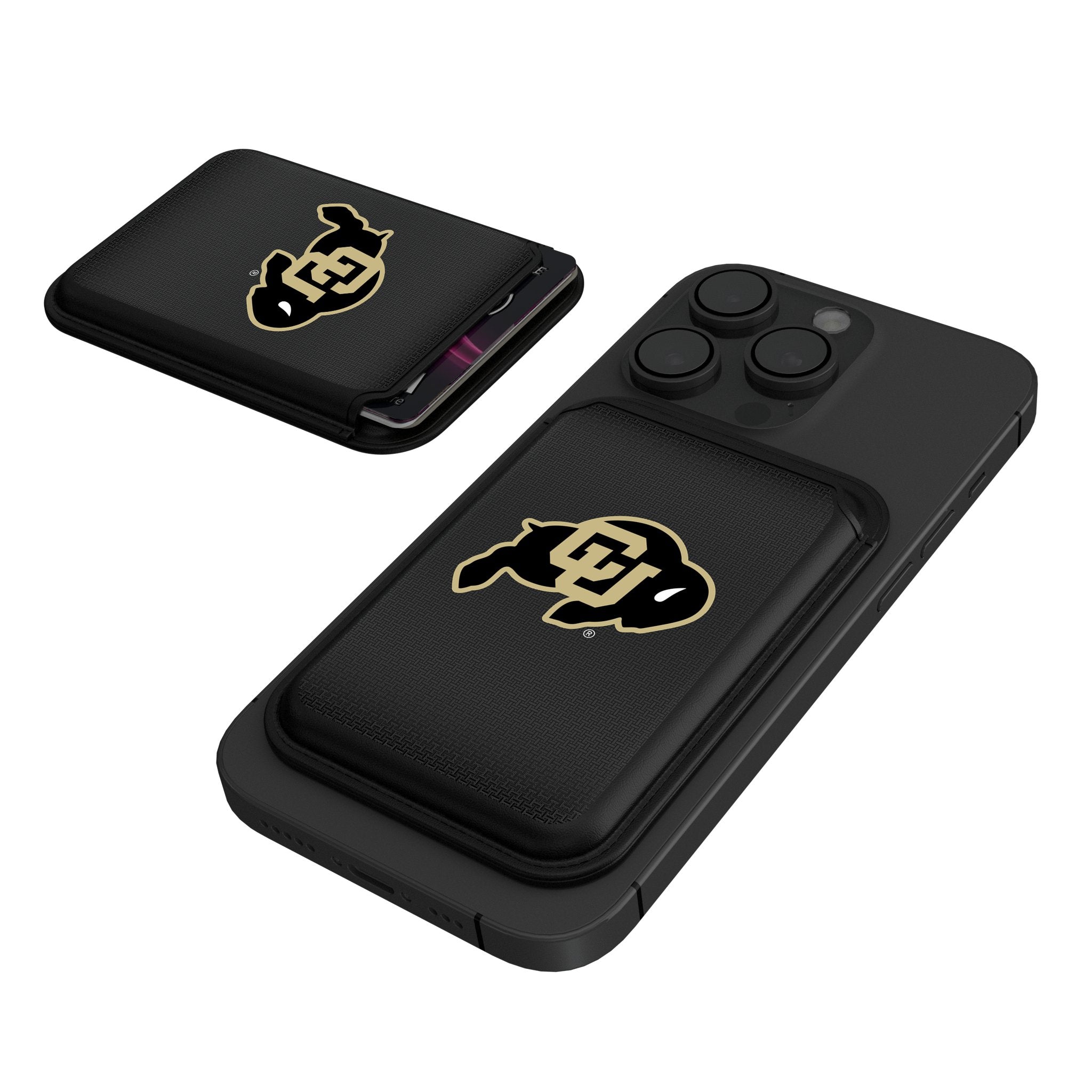University of Colorado Buffaloes Linen Black Magnetic Credit Card Wallet 1