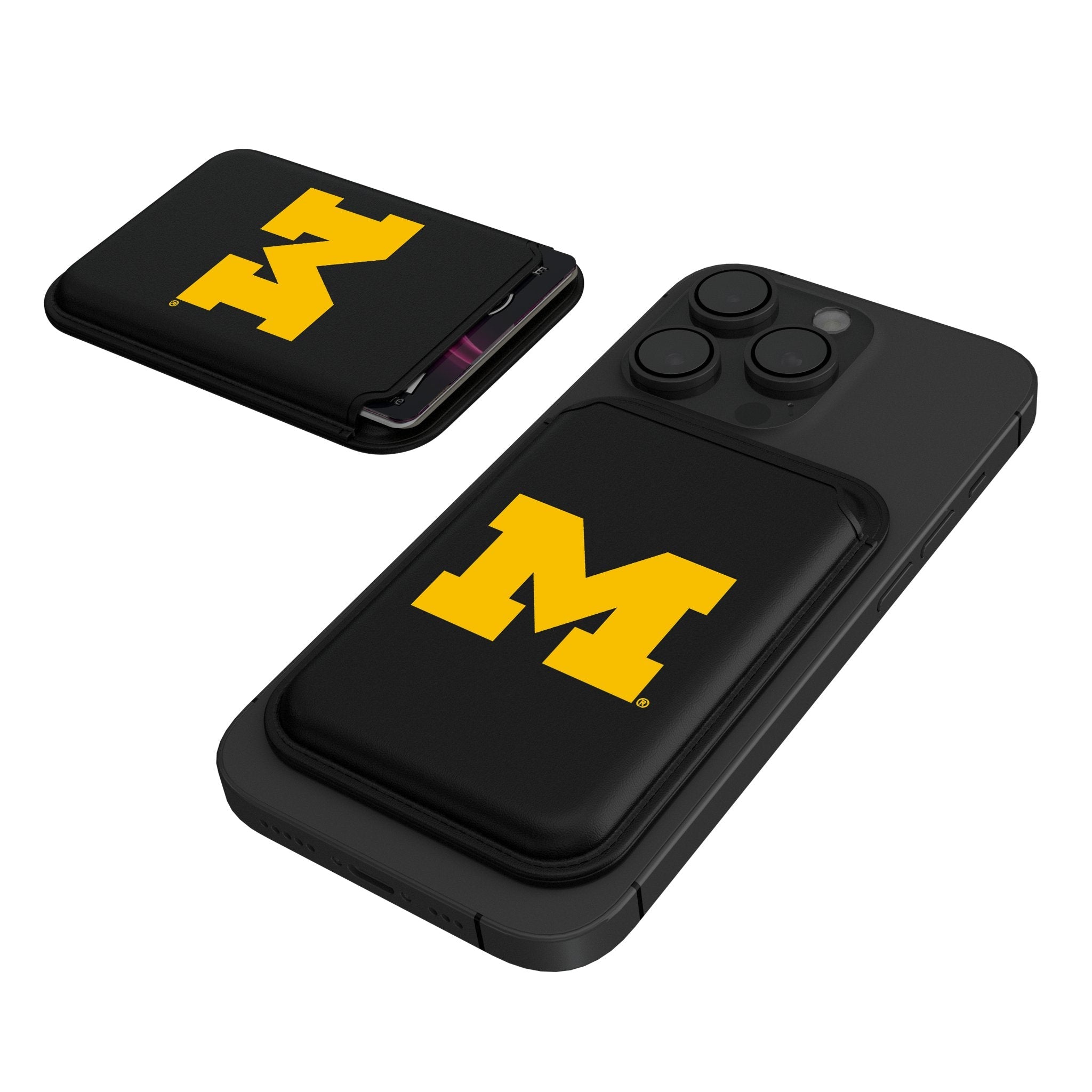 University of Michigan Wolverines Insignia Black Magnetic Credit Card Wallet 1
