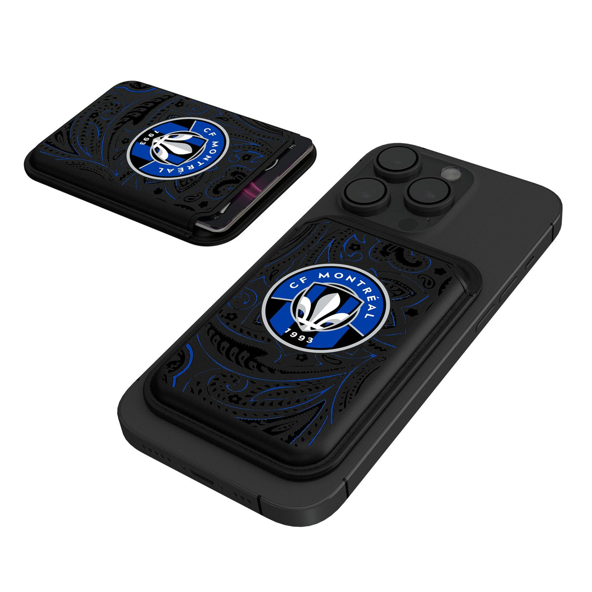 CF Montreal Paisley Black Magnetic Credit Card Wallet 1