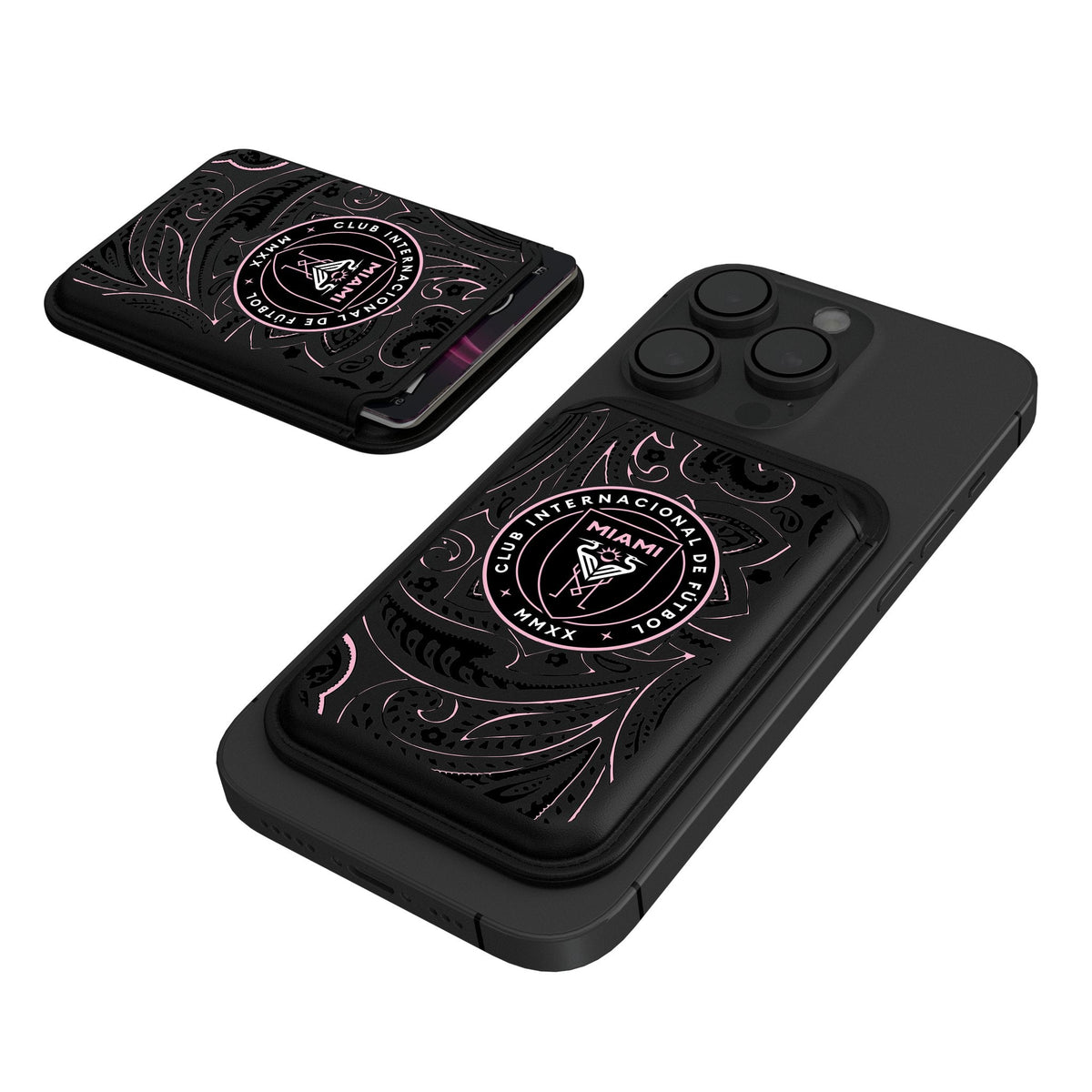Inter Miami CF Paisley Black Magnetic Credit Card Wallet 1