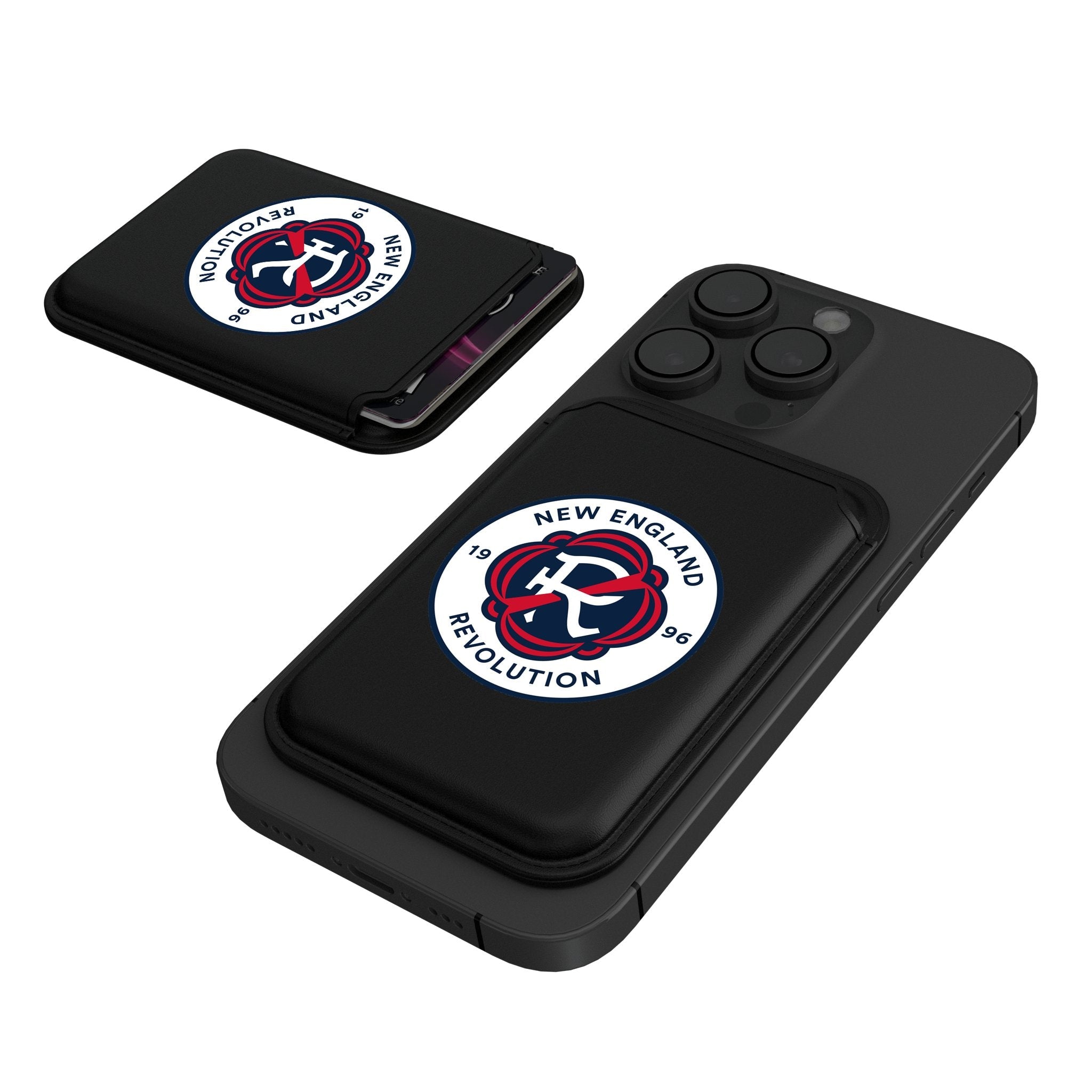 New England Revolution Insignia Black Magnetic Credit Card Wallet