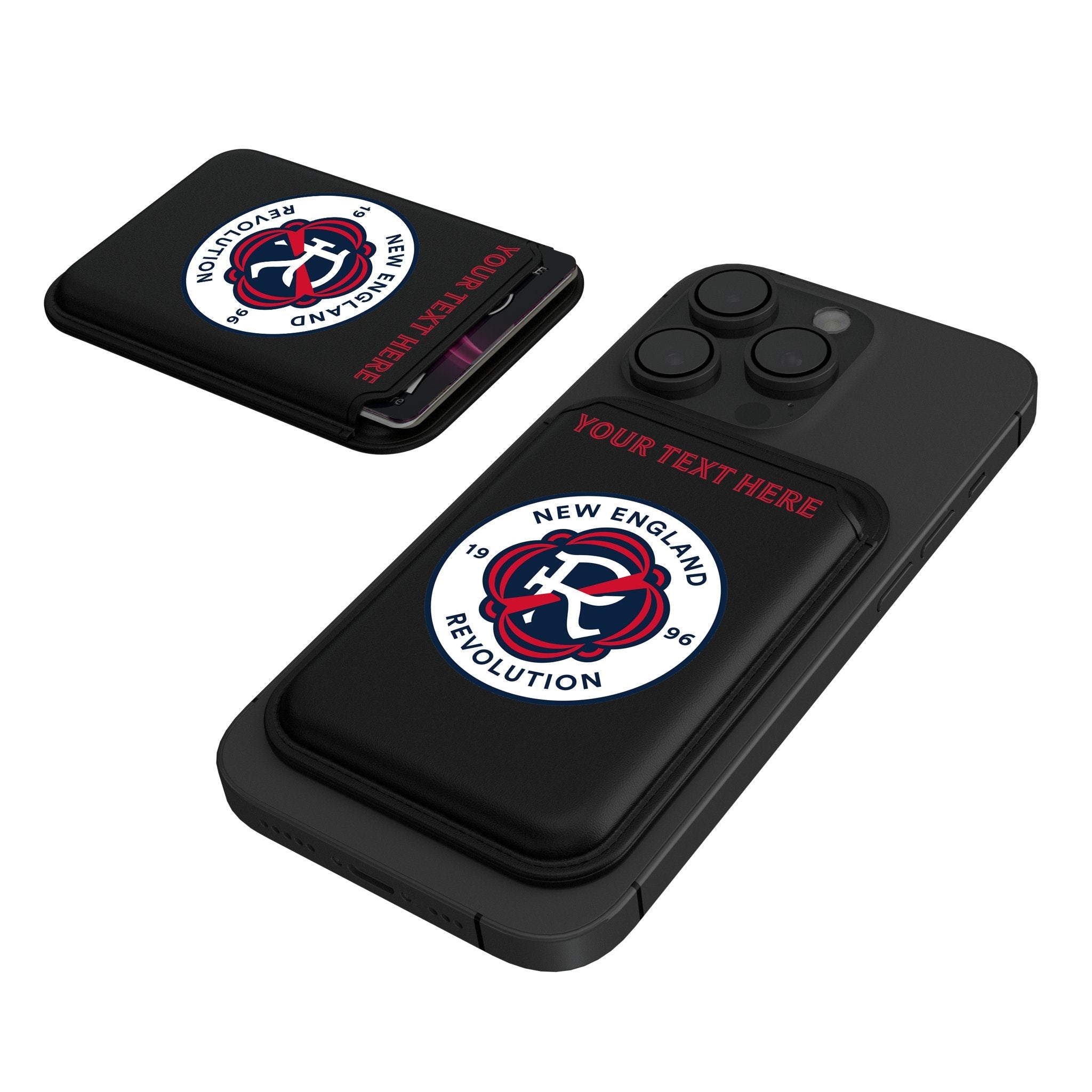 New England Revolution Personalized Insignia Black Magnetic Credit Card Wallet 1
