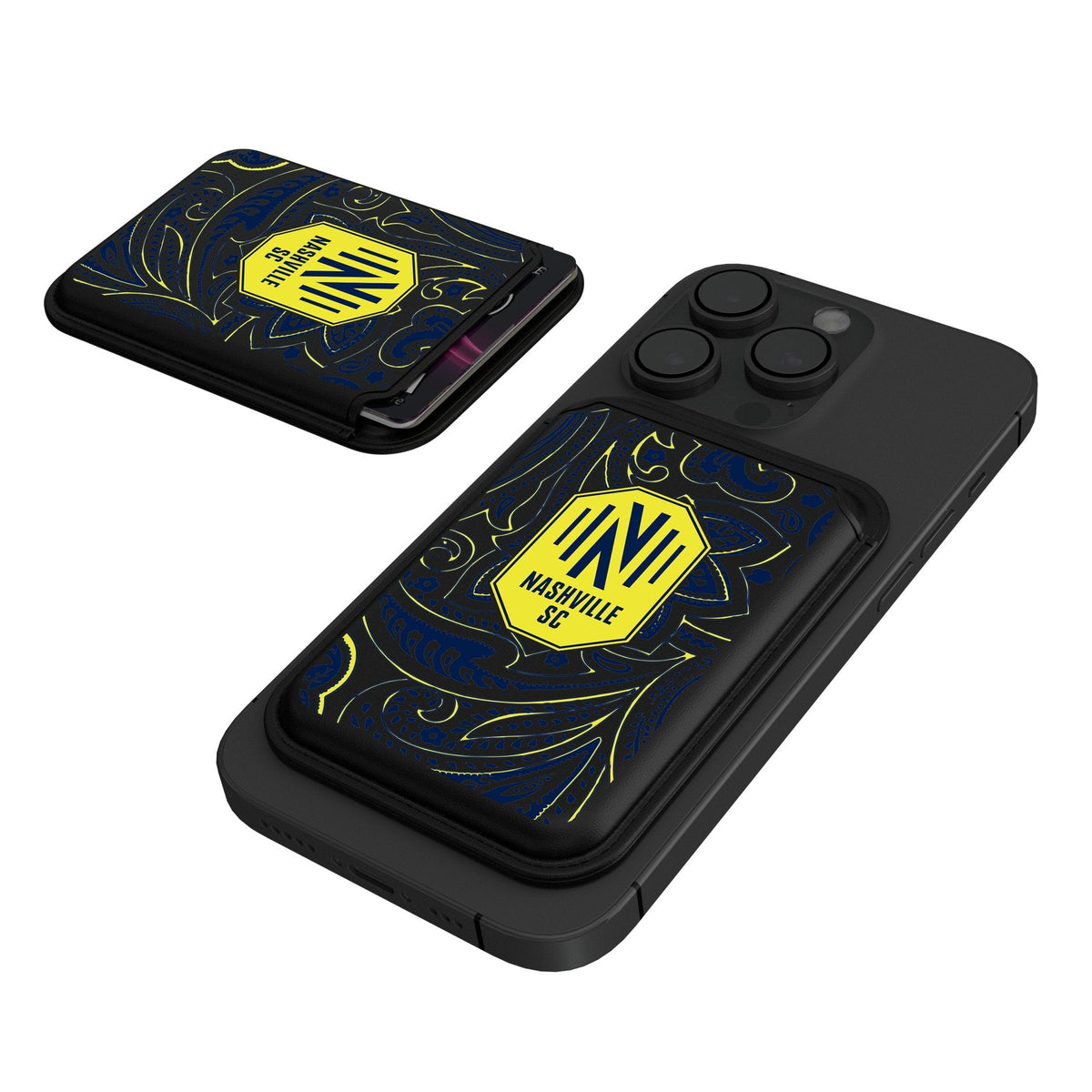 Nashville SC Paisley Black Magnetic Credit Card Wallet