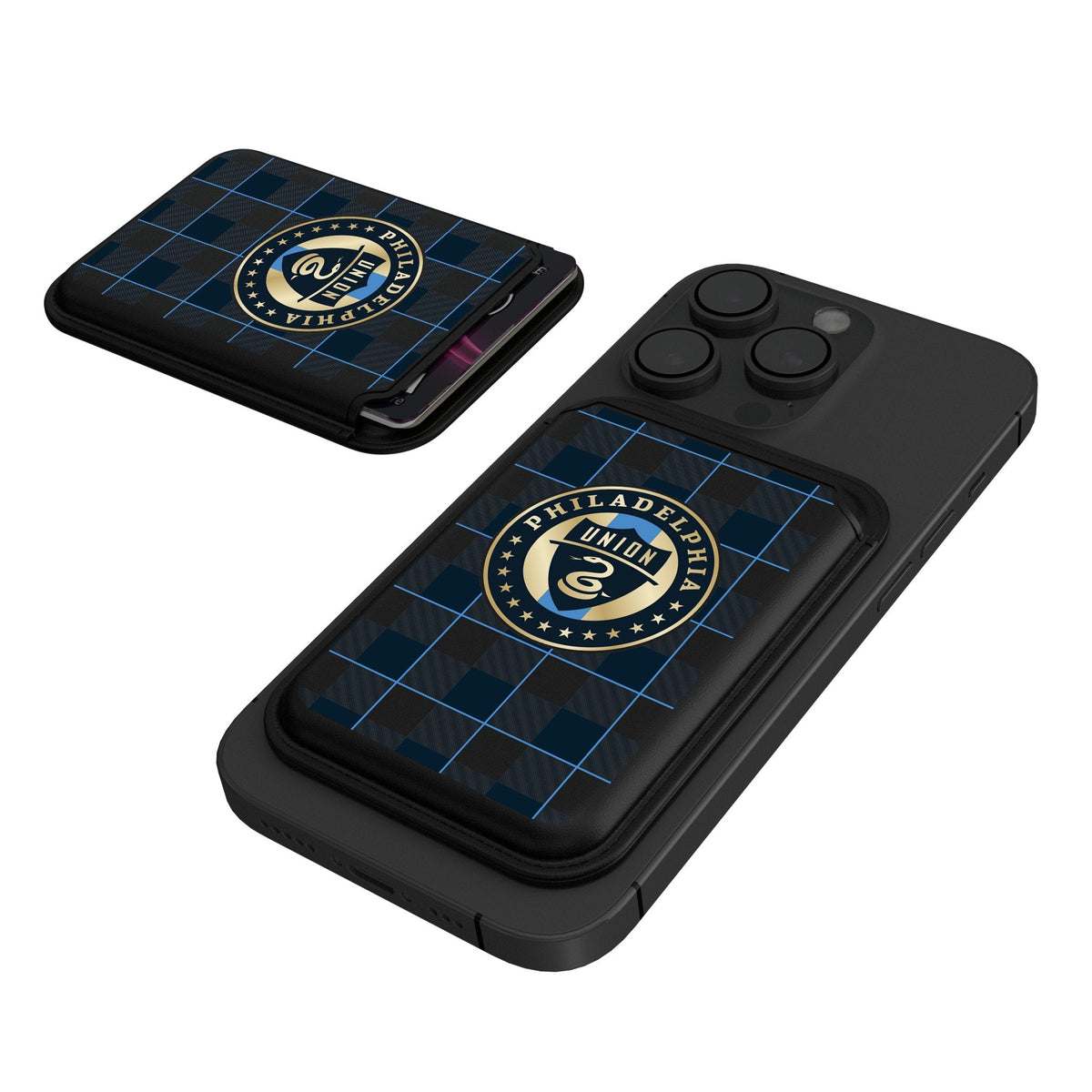 Philadelphia Union Plaid Black Magnetic Credit Card Wallet