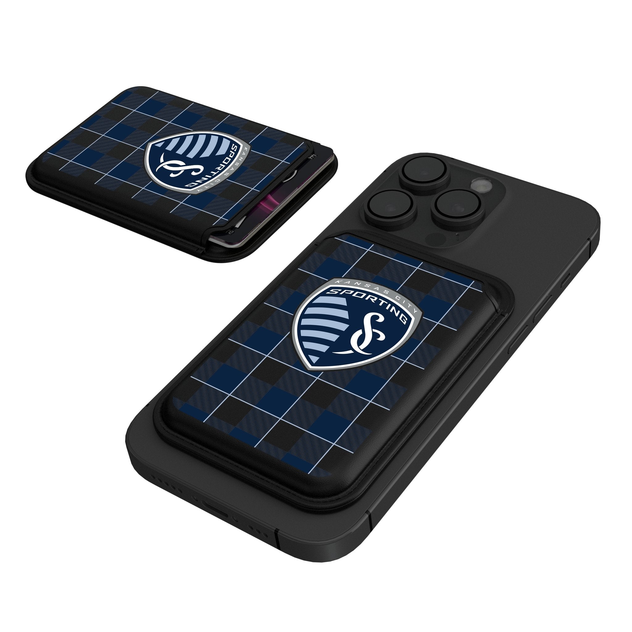 Sporting Kansas City Plaid Black Magnetic Credit Card Wallet