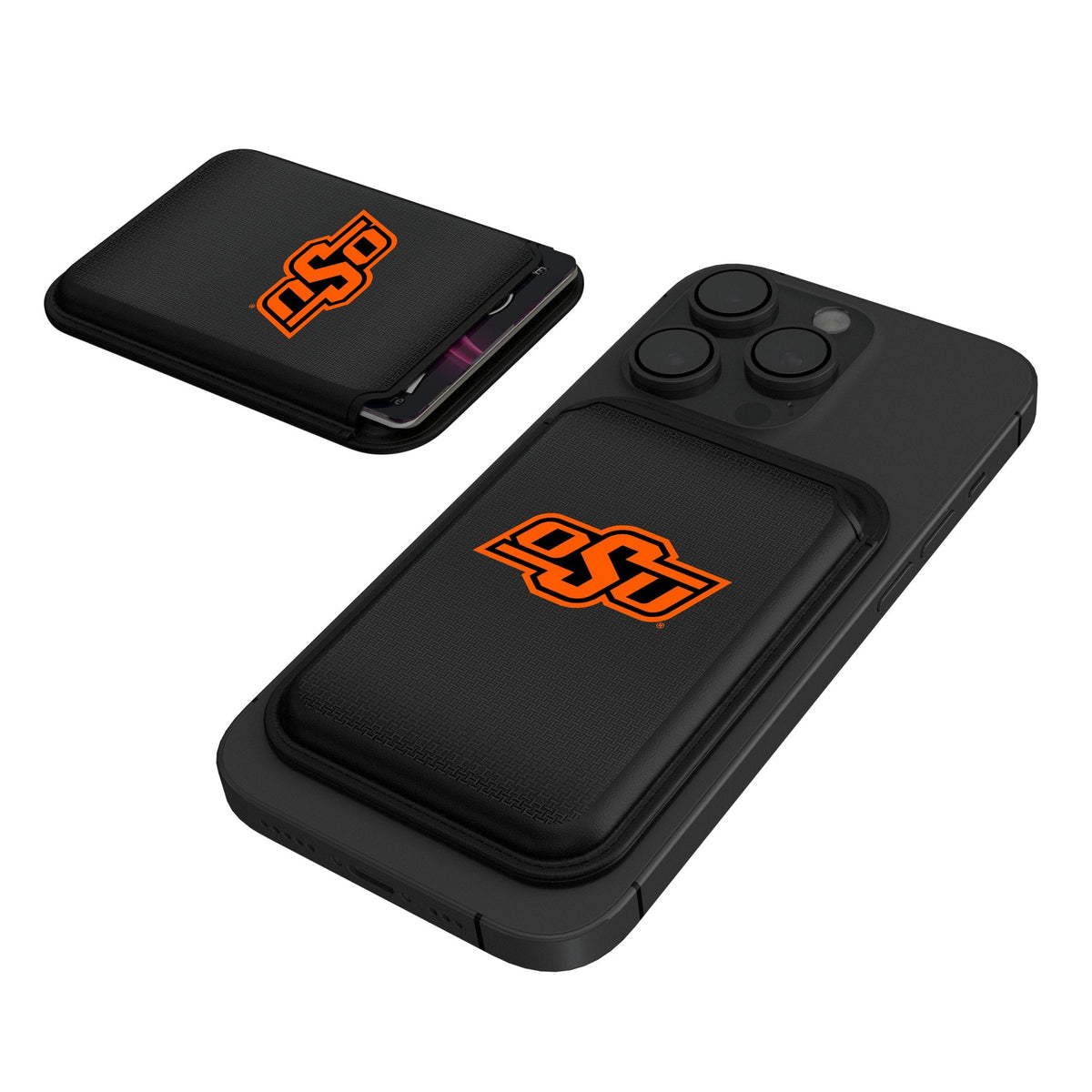 Oklahoma State University Cowboys Linen Black Magnetic Credit Card Wallet 1