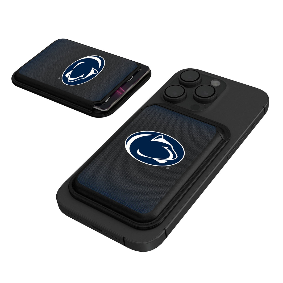 Pennsylvania State University Nittany Lions Linen Black Magnetic Credit Card Wallet 1