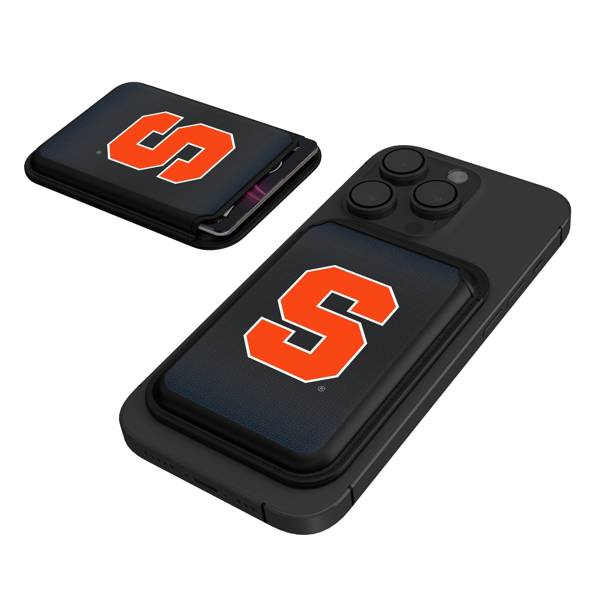 Syracuse University Orange Linen Black Magnetic Credit Card Wallet 1