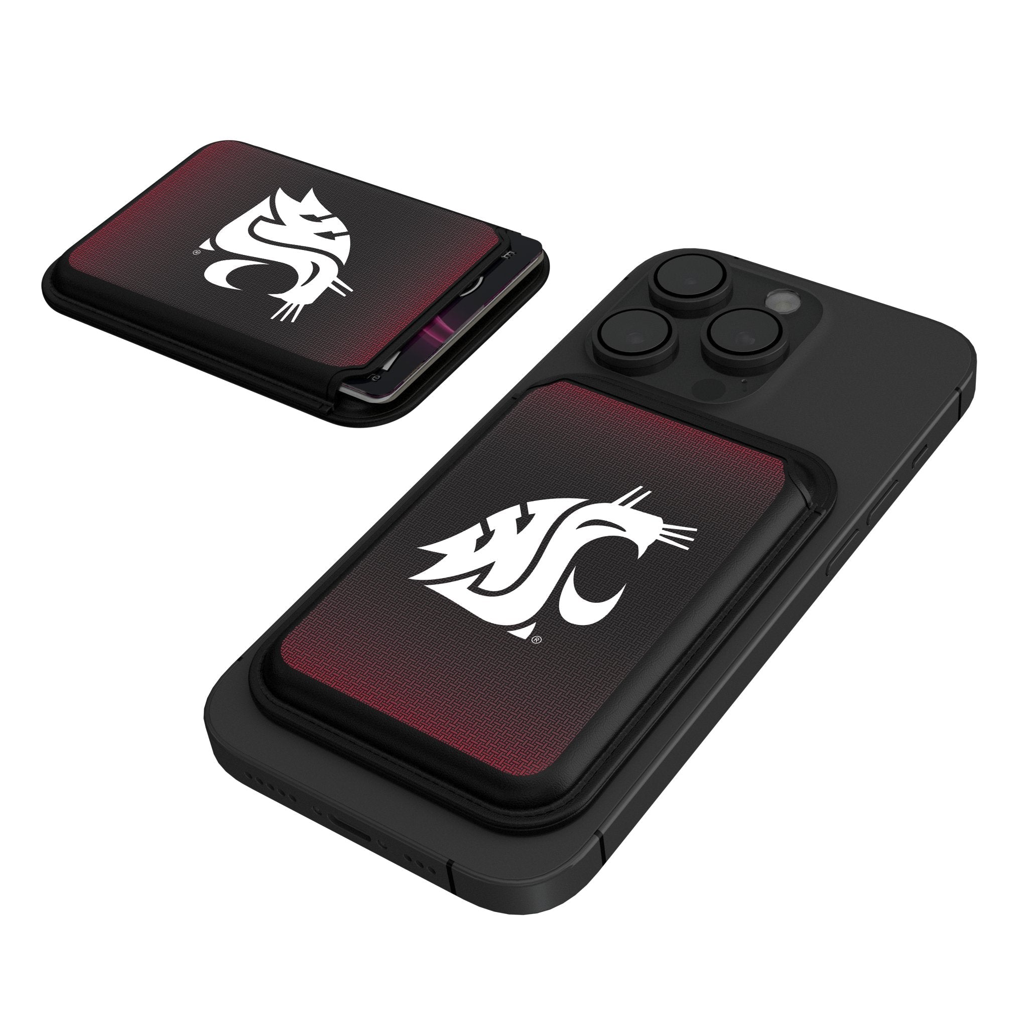 Washington State University Cougars Linen Black Magnetic Credit Card Wallet