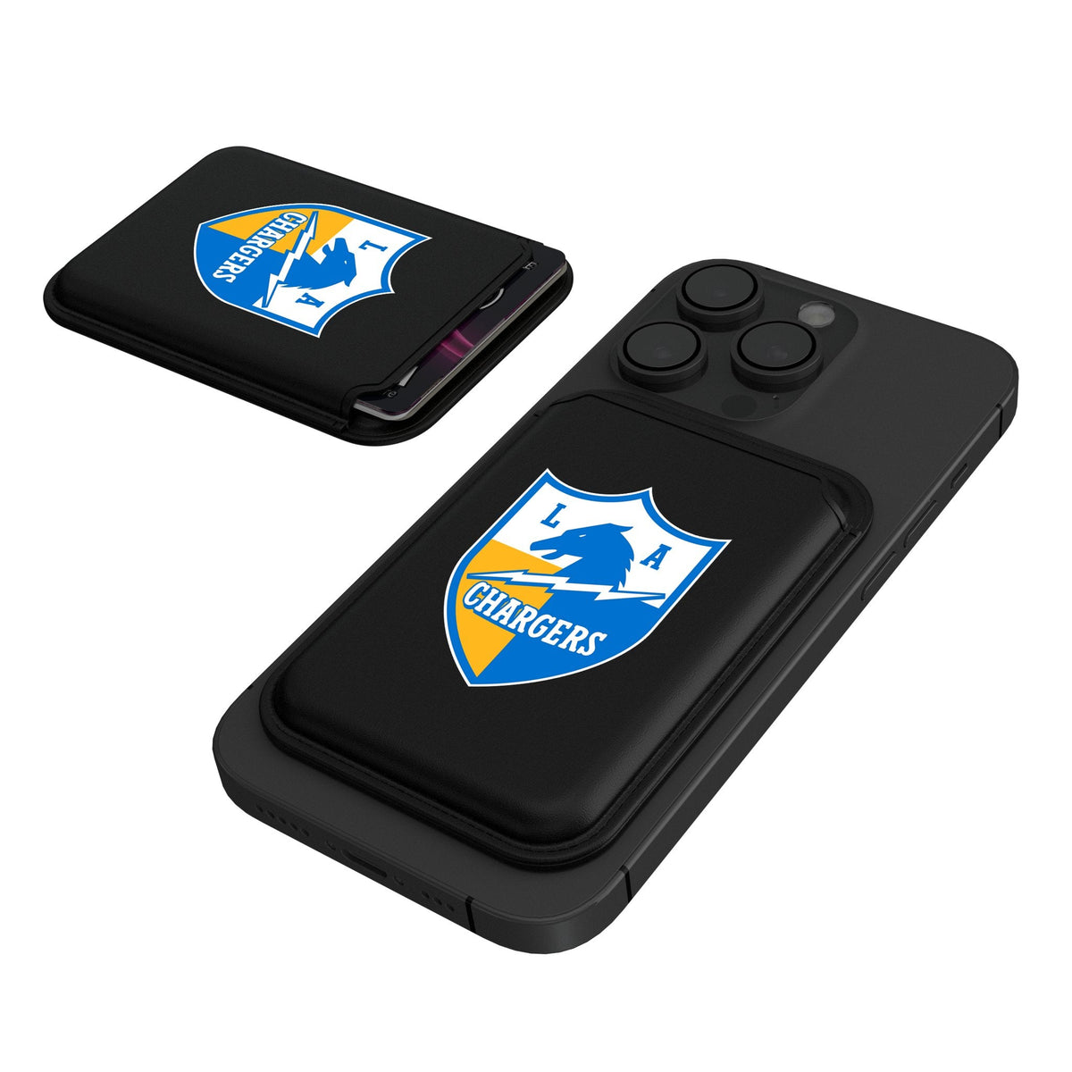 Los Angeles Chargers Historic Collection Insignia Black Magnetic Credit Card Wallet 1