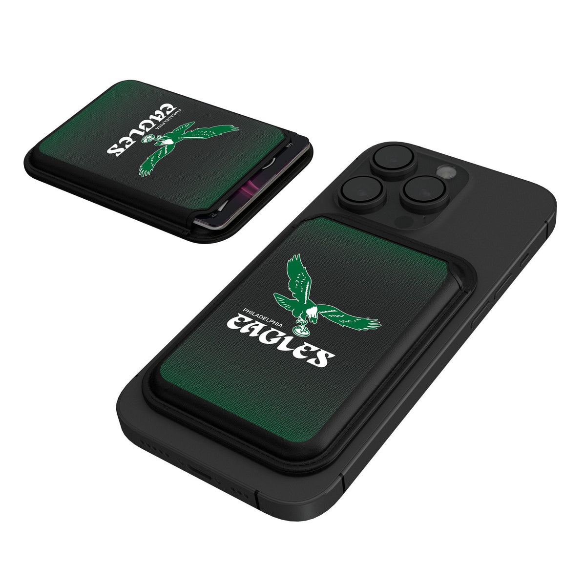 Philadelphia Eagles 1973-1995 Historic Collection Linen Black Magnetic Credit Card Wallet 1