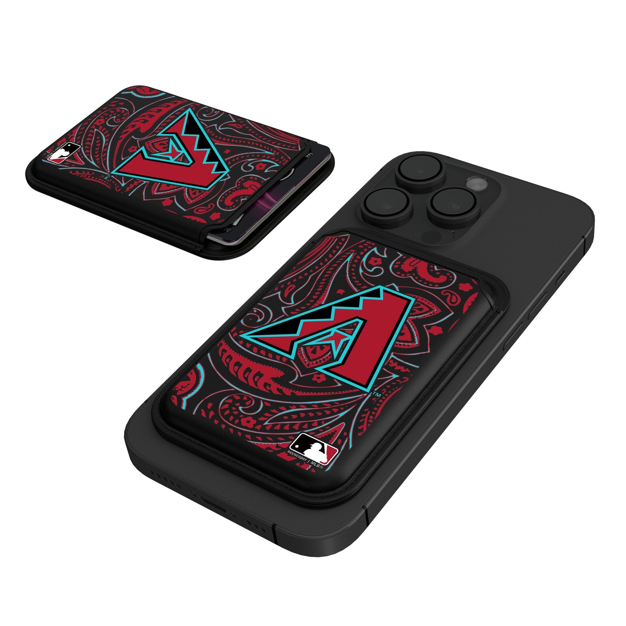 Arizona Diamondbacks Paisley Black Magnetic Credit Card Wallet 1