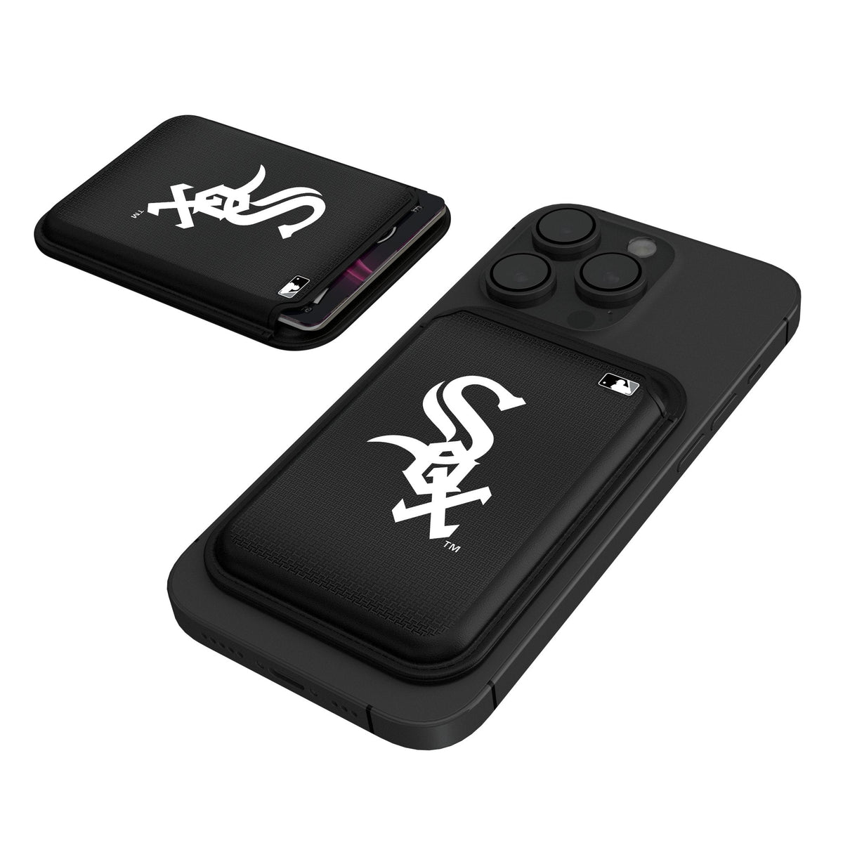 Chicago White Sox Linen Black Magnetic Credit Card Wallet 1