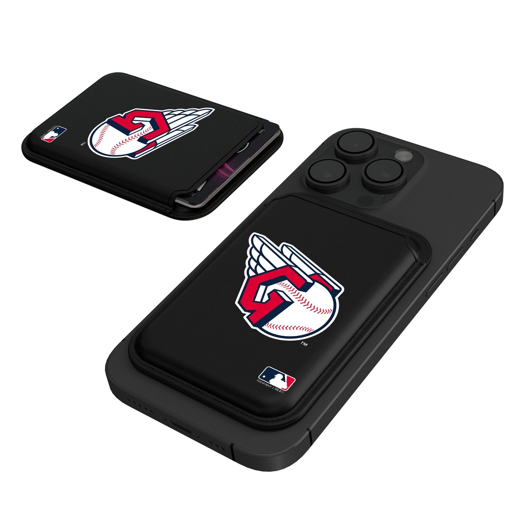 Cleveland Guardians Insignia Black Magnetic Credit Card Wallet 1
