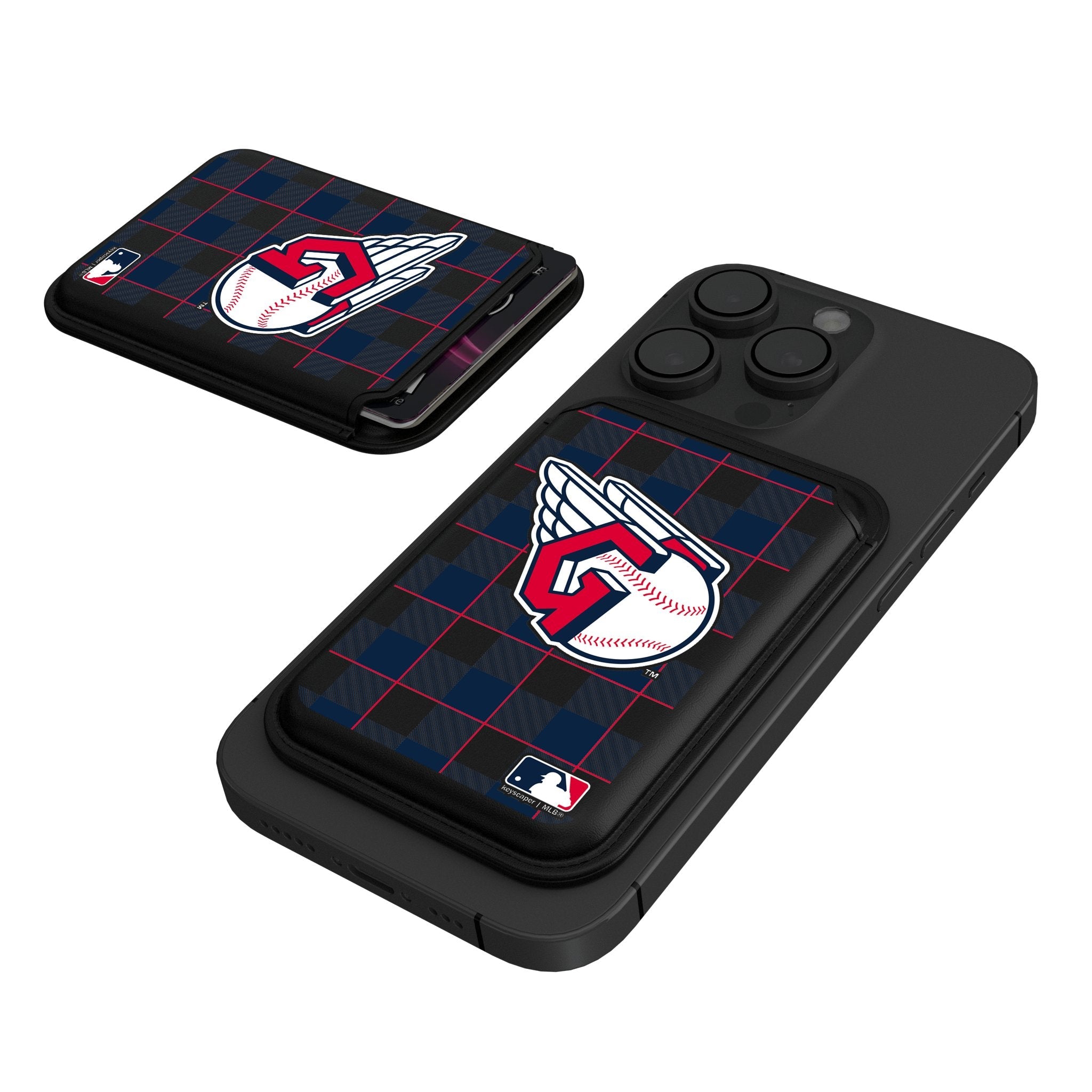 Cleveland Guardians Plaid Black Magnetic Credit Card Wallet 1