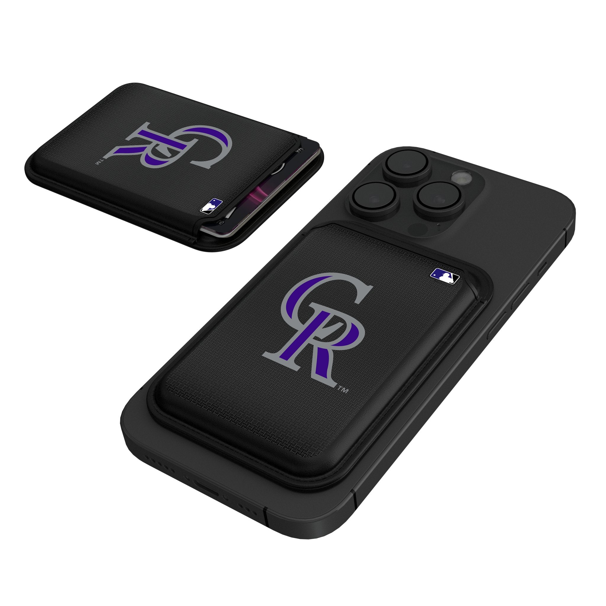 Colorado Rockies Linen Black Magnetic Credit Card Wallet 1