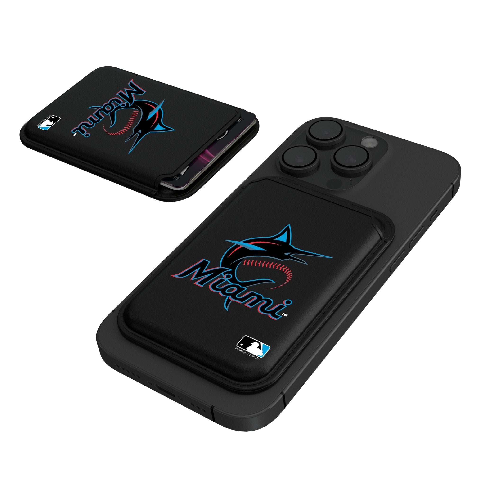 Miami Marlins Insignia Black Magnetic Credit Card Wallet 1