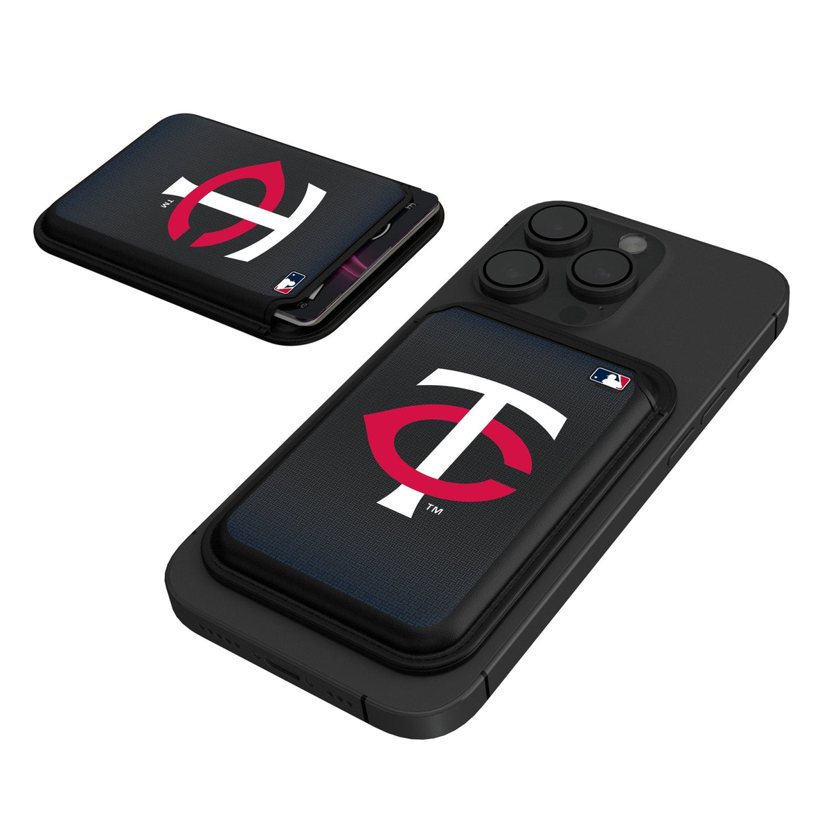 Minnesota Twins Linen Black Magnetic Credit Card Wallet 1