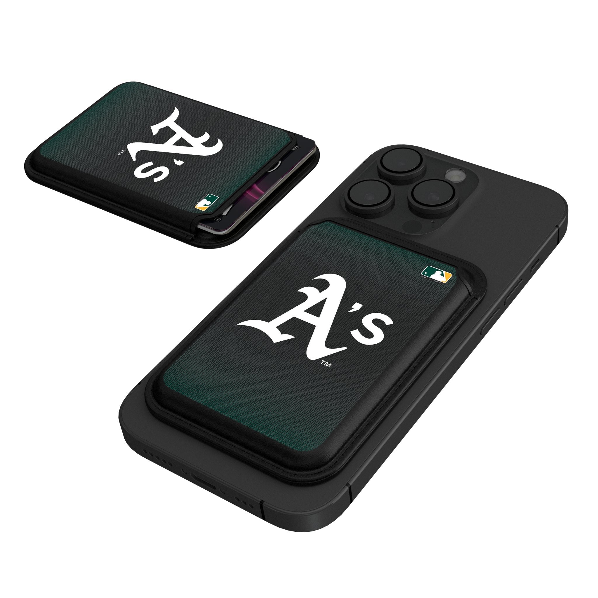 Oakland Athletics Linen Black Magnetic Credit Card Wallet 1
