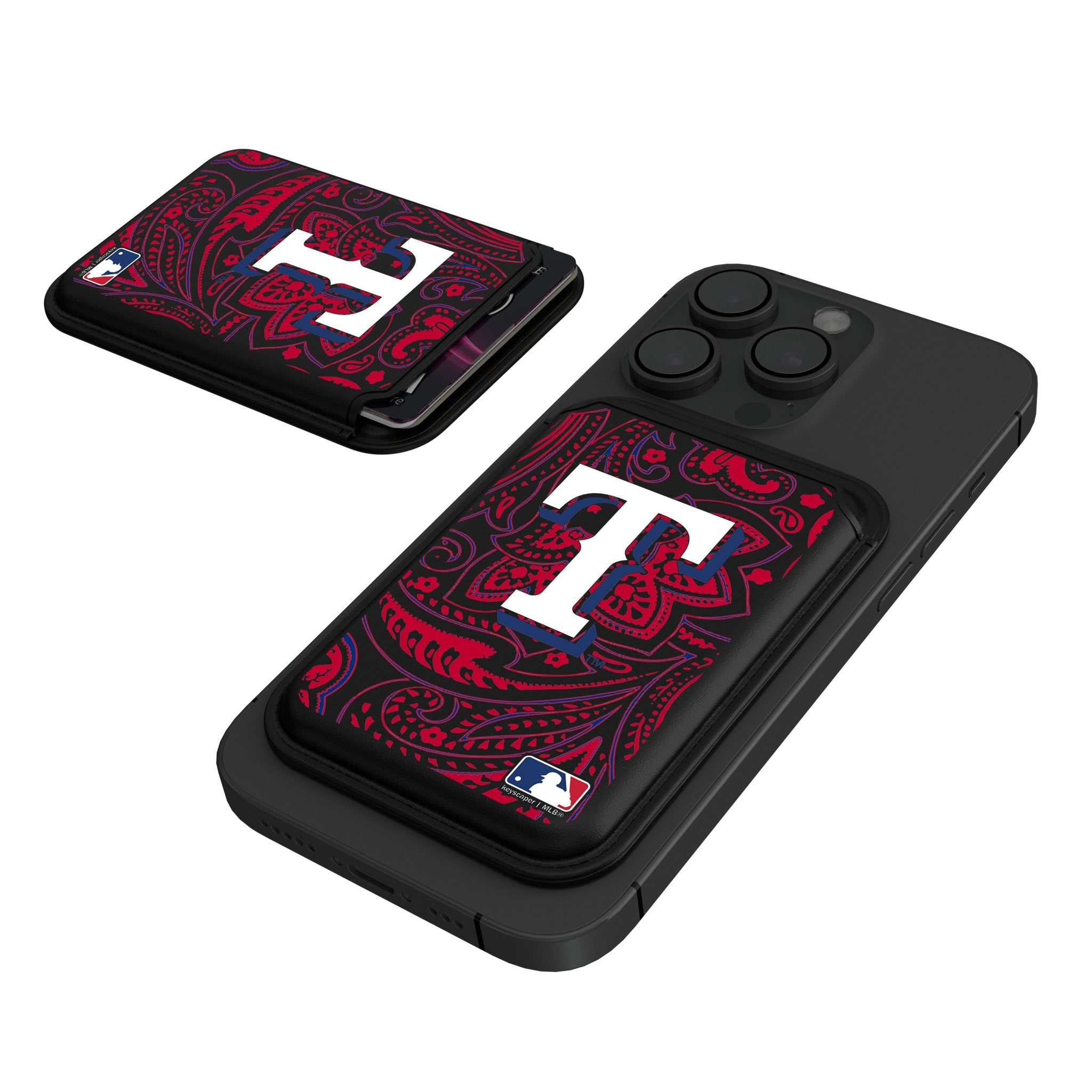 Texas Rangers Paisley Black Magnetic Credit Card Wallet 1