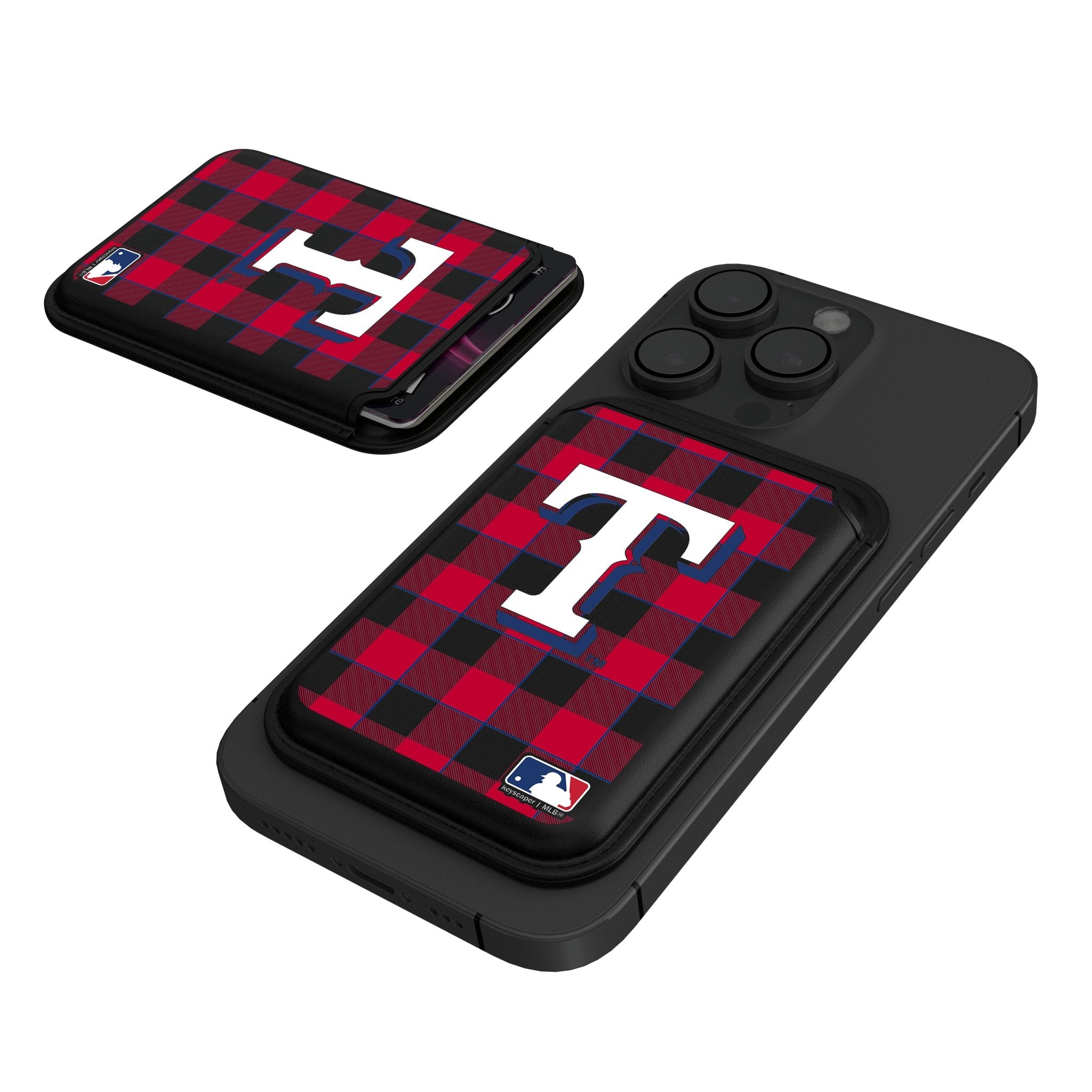 Texas Rangers Plaid Black Magnetic Credit Card Wallet 1