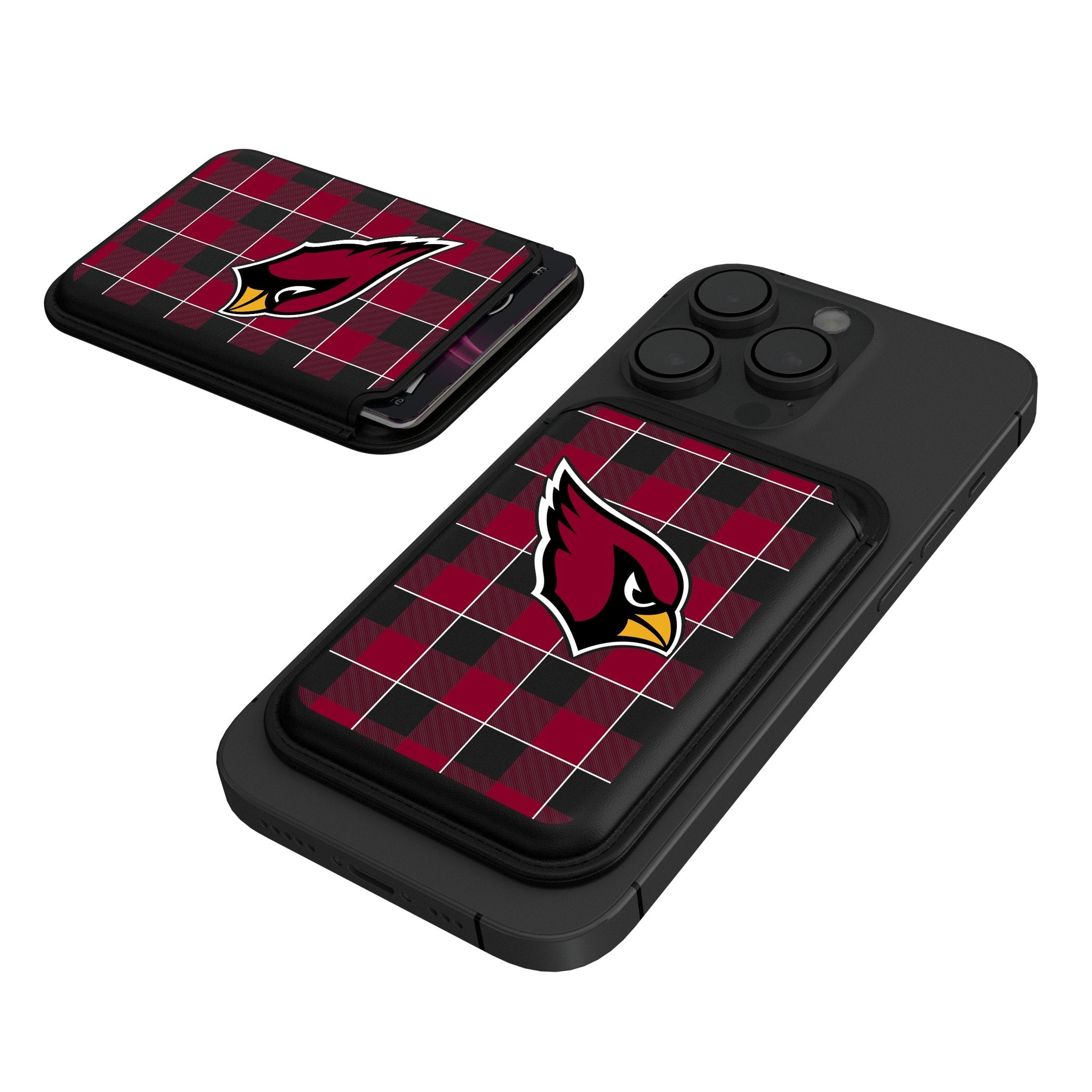 Arizona Cardinals Plaid Black Magnetic Credit Card Wallet 1