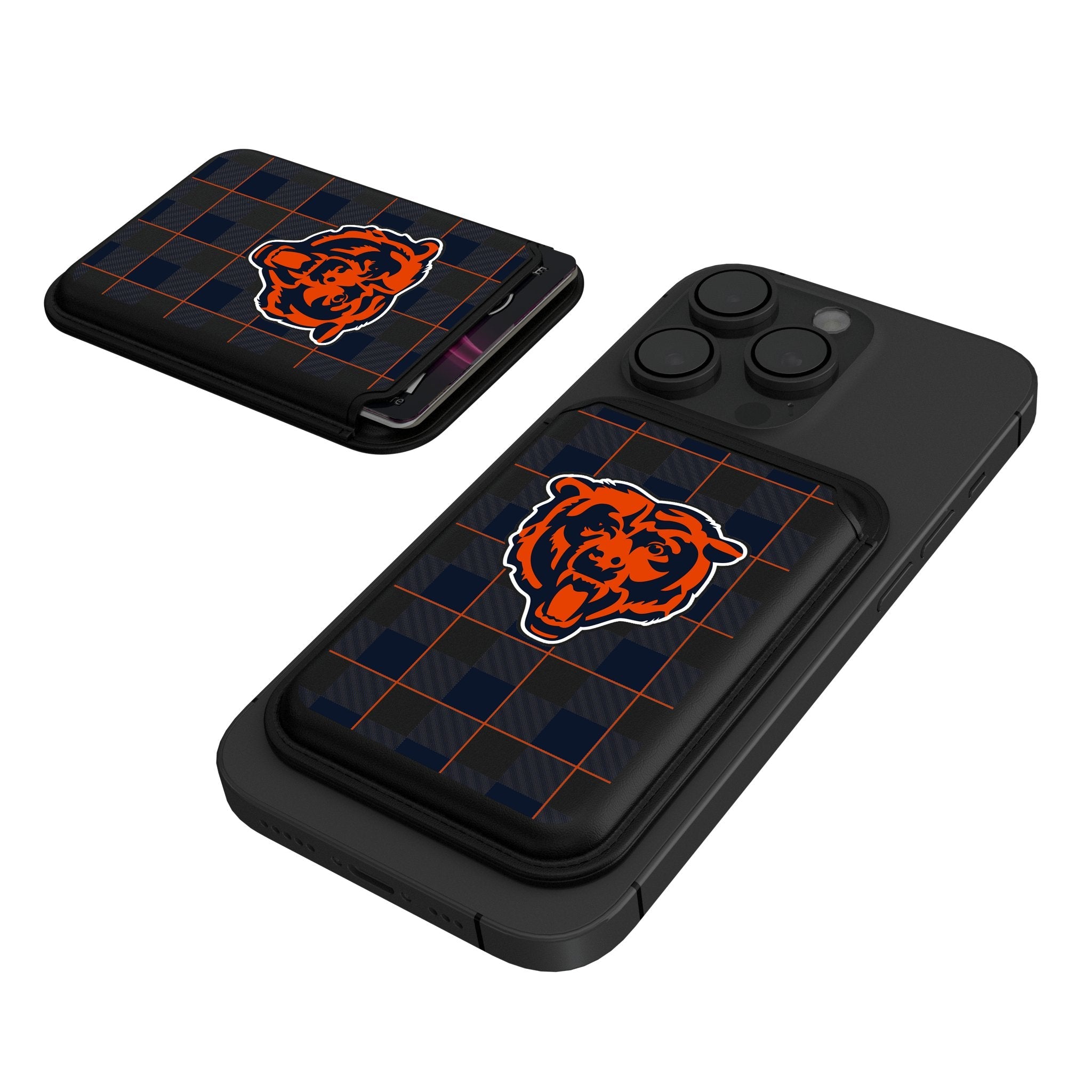 Chicago Bears Plaid Black Magnetic Credit Card Wallet 1