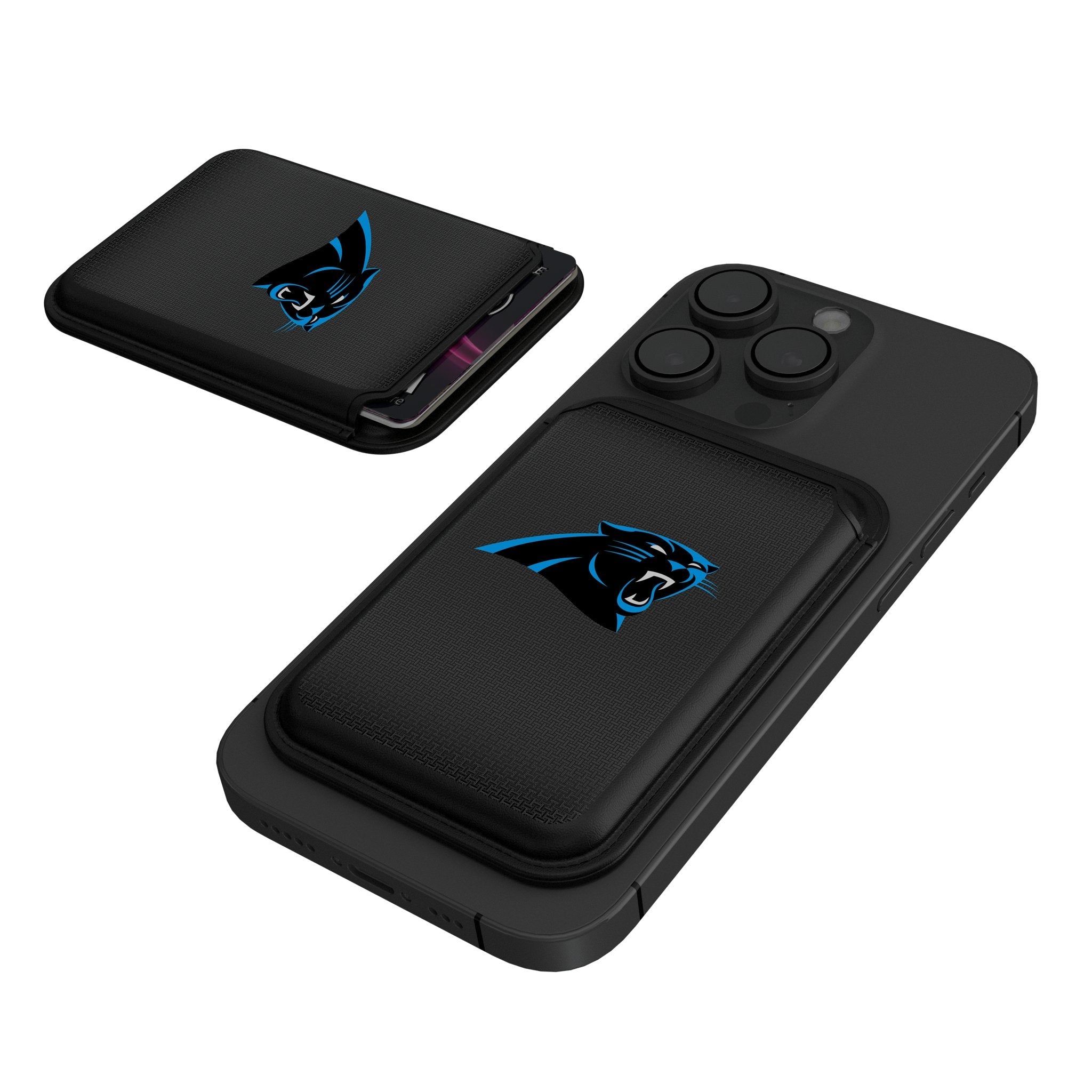 Carolina Panthers Linen Black Magnetic Credit Card Wallet 1