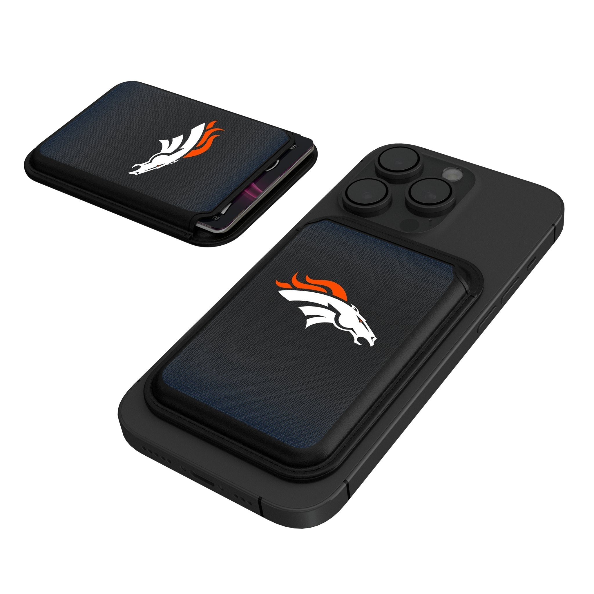 Denver Broncos Linen Black Magnetic Credit Card Wallet 1
