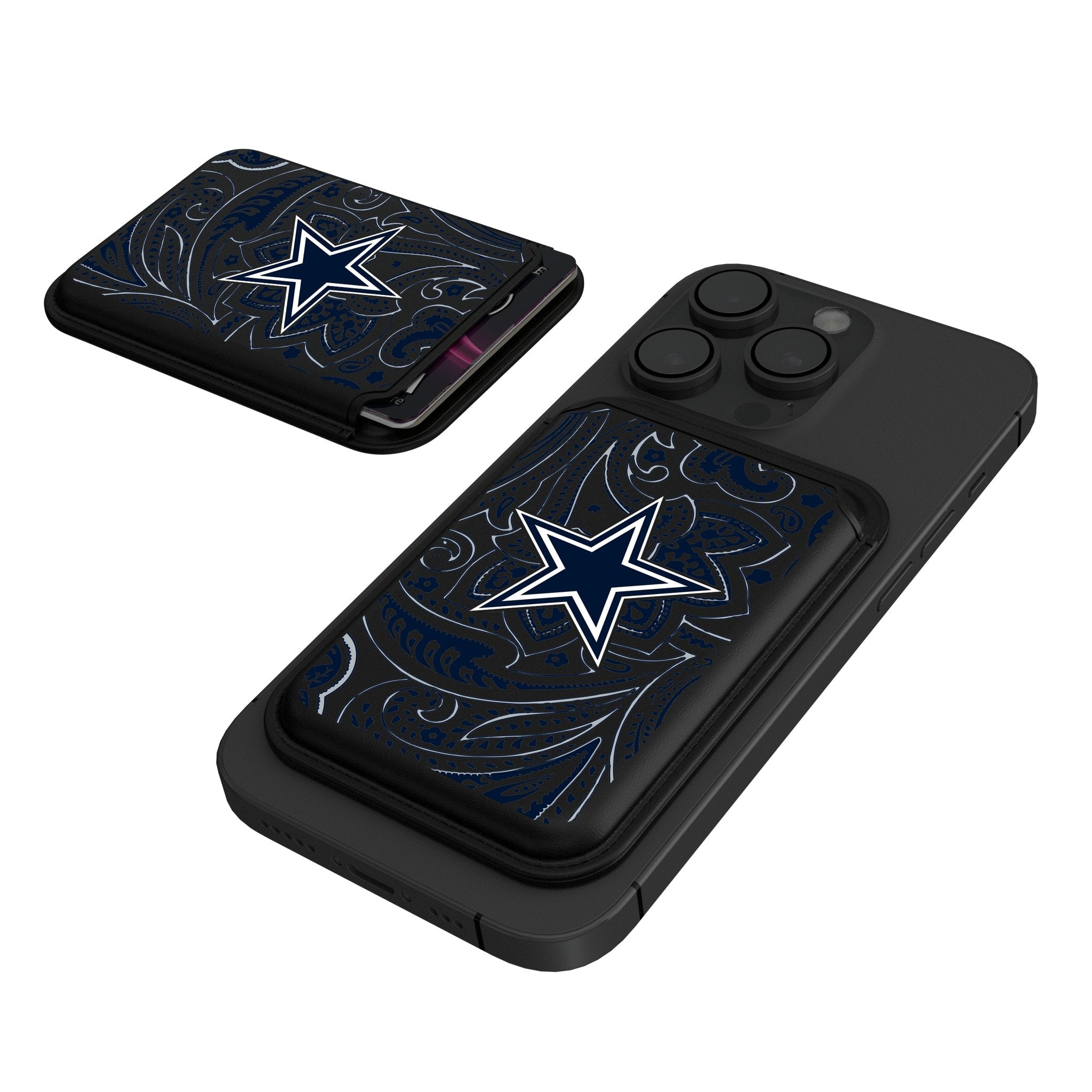 Dallas Cowboys Paisley Black Magnetic Credit Card Wallet 1