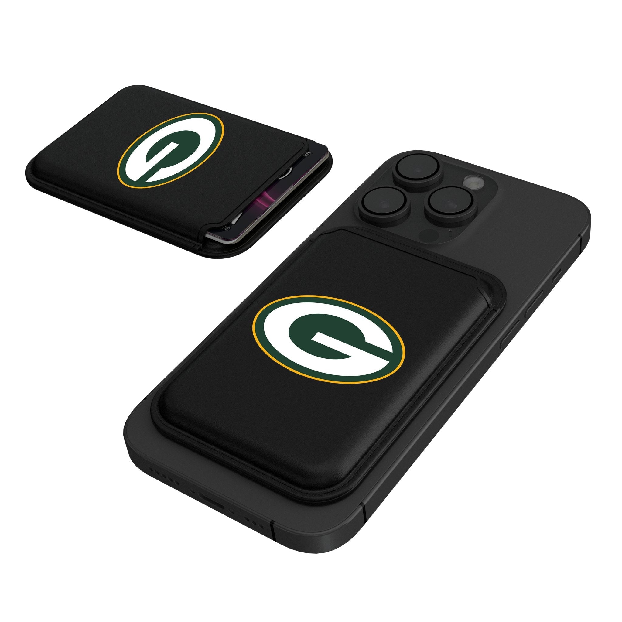 Green Bay Packers Insignia Black Magnetic Credit Card Wallet 1