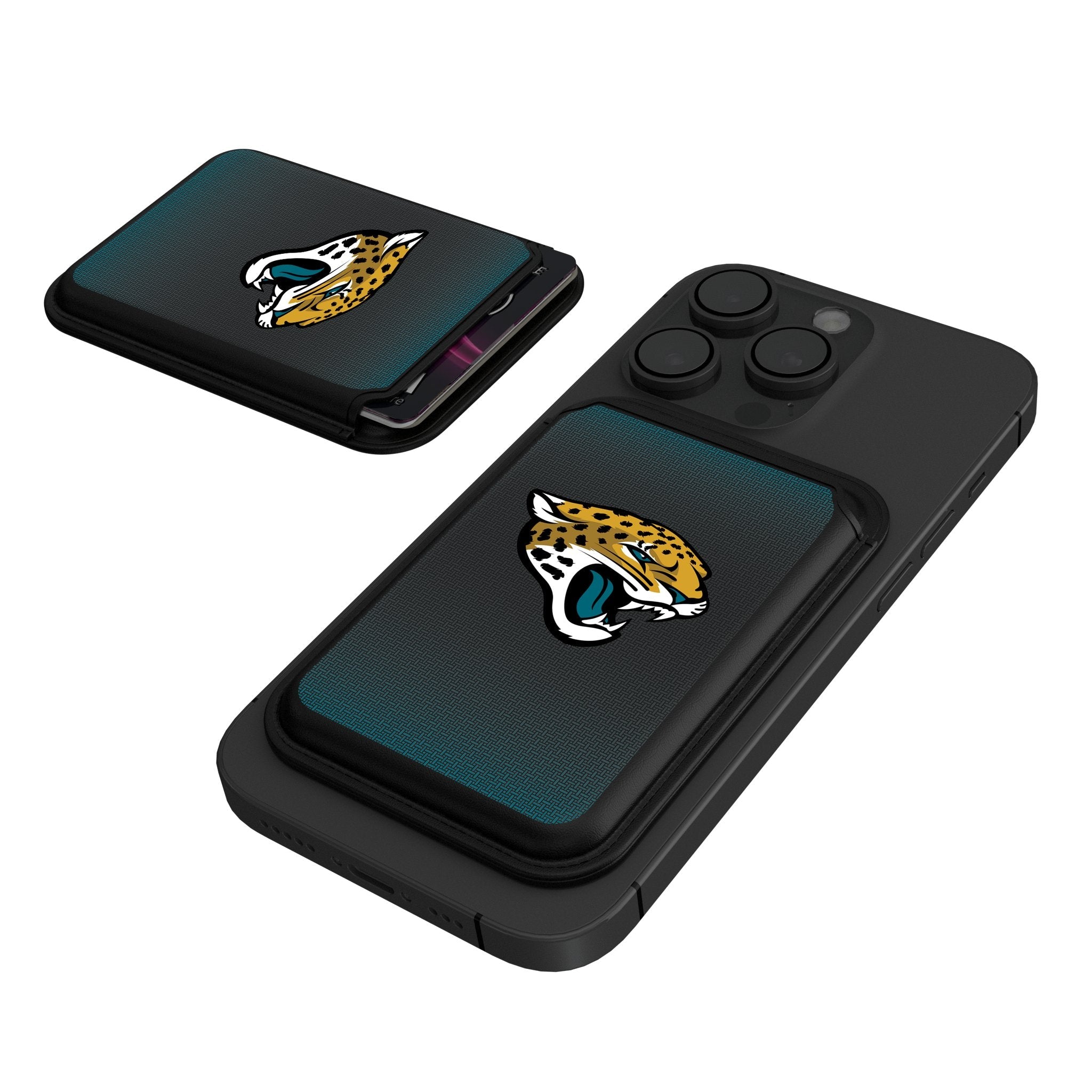 Jacksonville Jaguars Linen Black Magnetic Credit Card Wallet 1