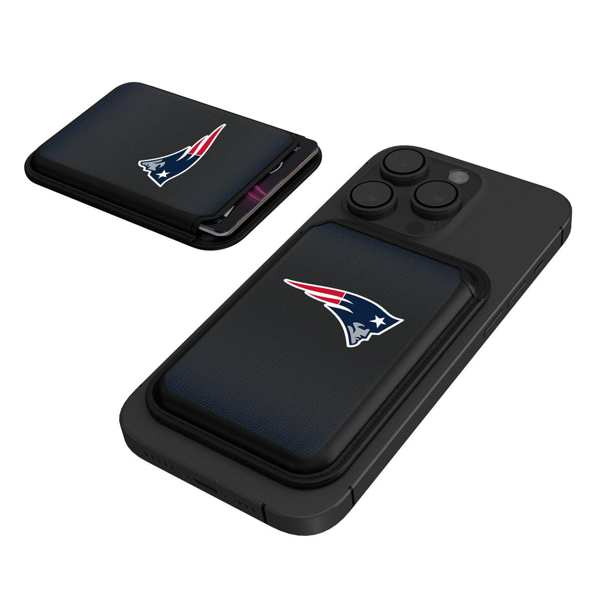 New England Patriots Linen Black Magnetic Credit Card Wallet 1