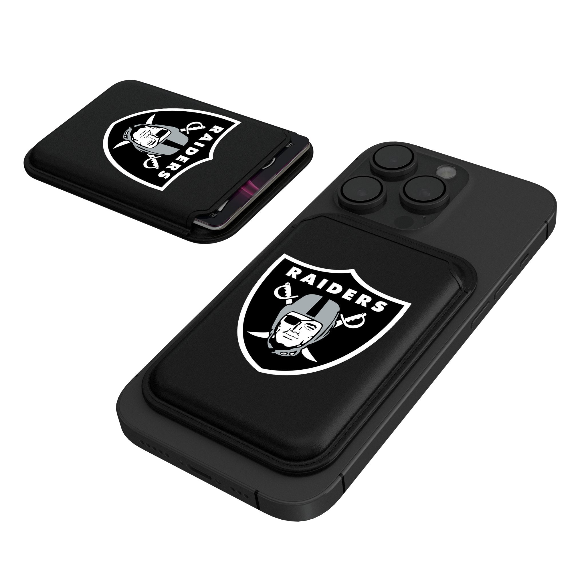Las Vegas Raiders Insignia Black Magnetic Credit Card Wallet 1