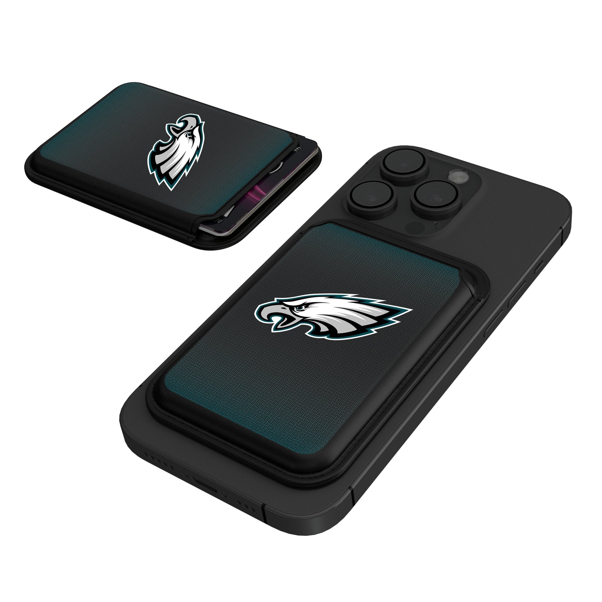 Philadelphia Eagles Linen Black Magnetic Credit Card Wallet 1