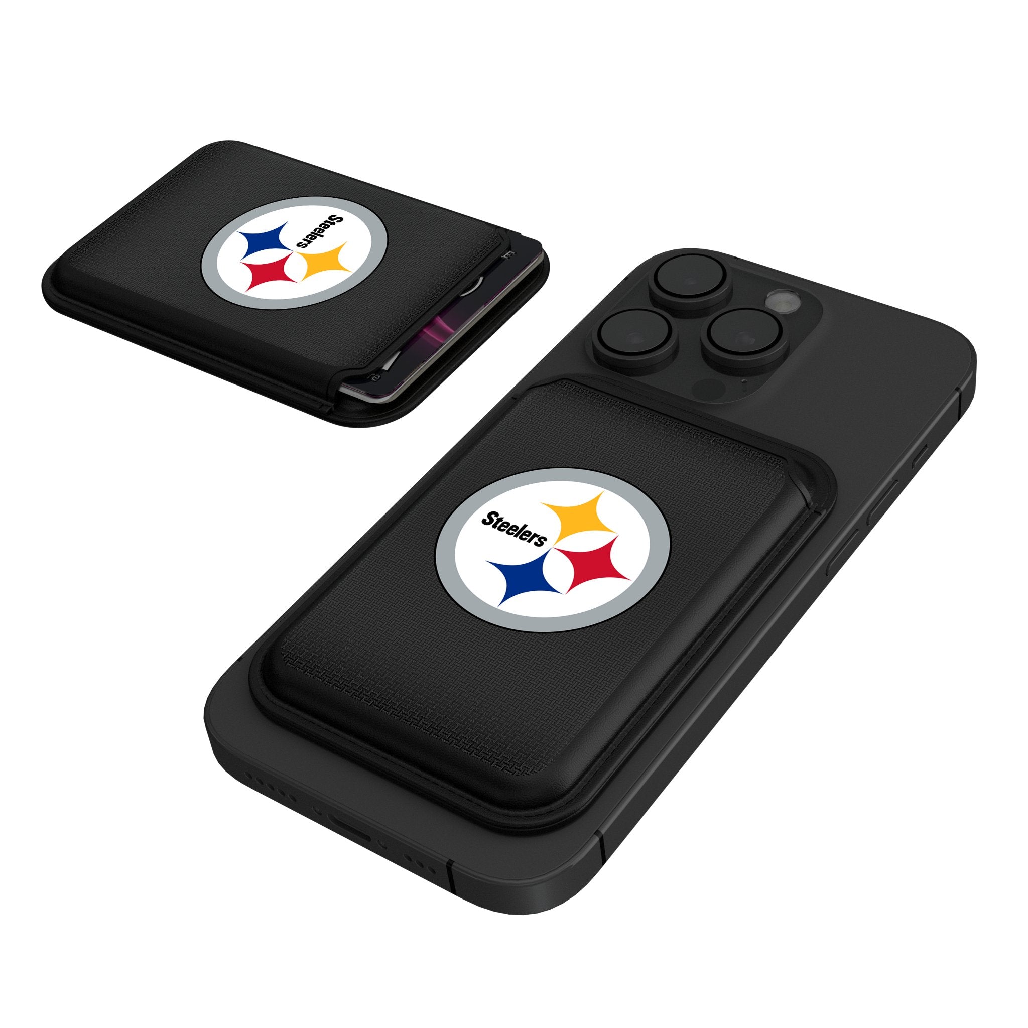 Pittsburgh Steelers Linen Black Magnetic Credit Card Wallet 1